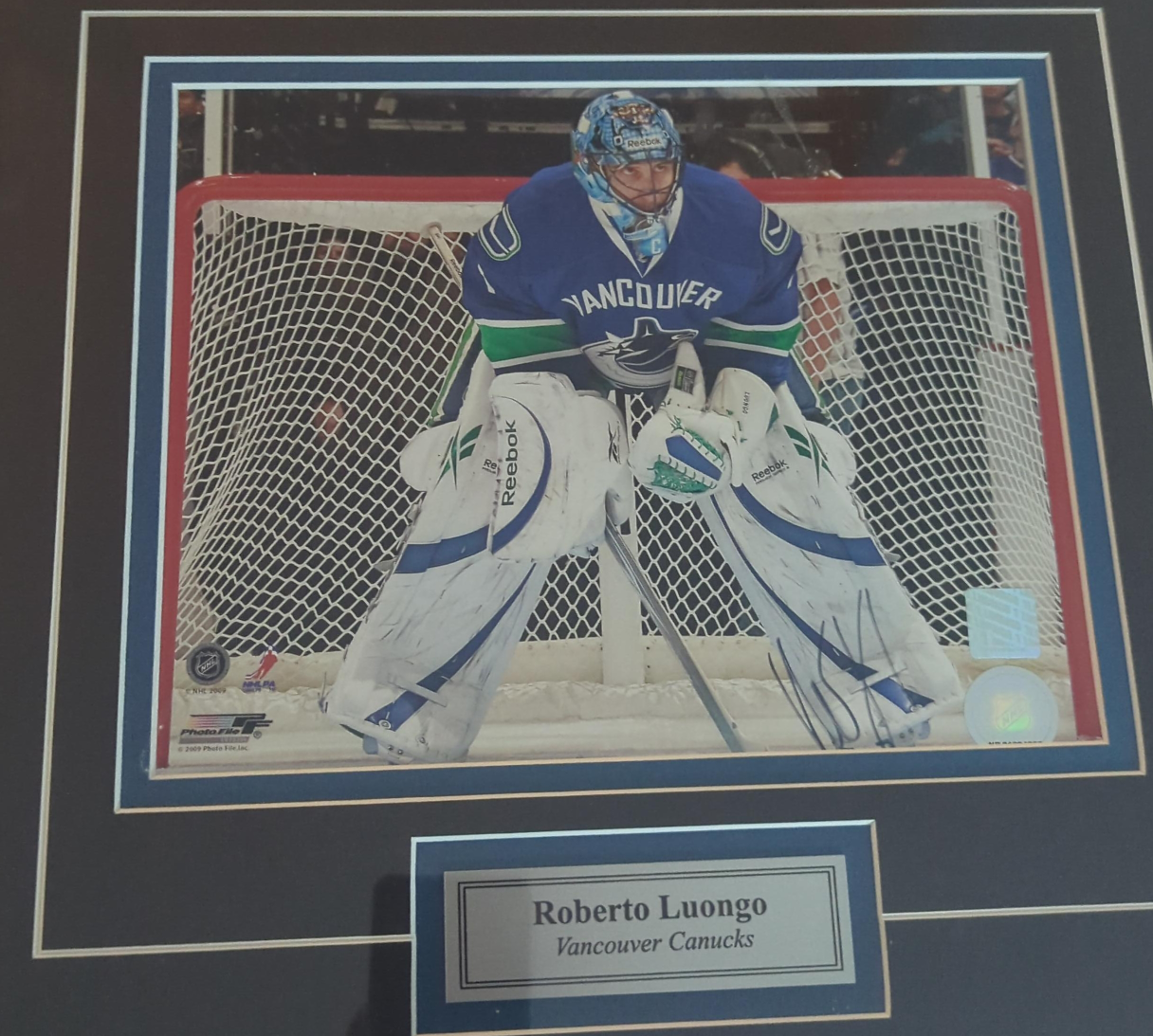Roberto Luongo Vancouver Canucks Framed Photo