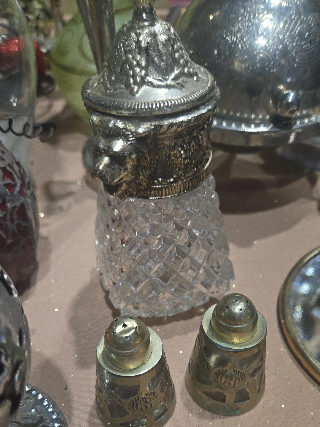 Vintage Crystal Salt and Pepper Shakers