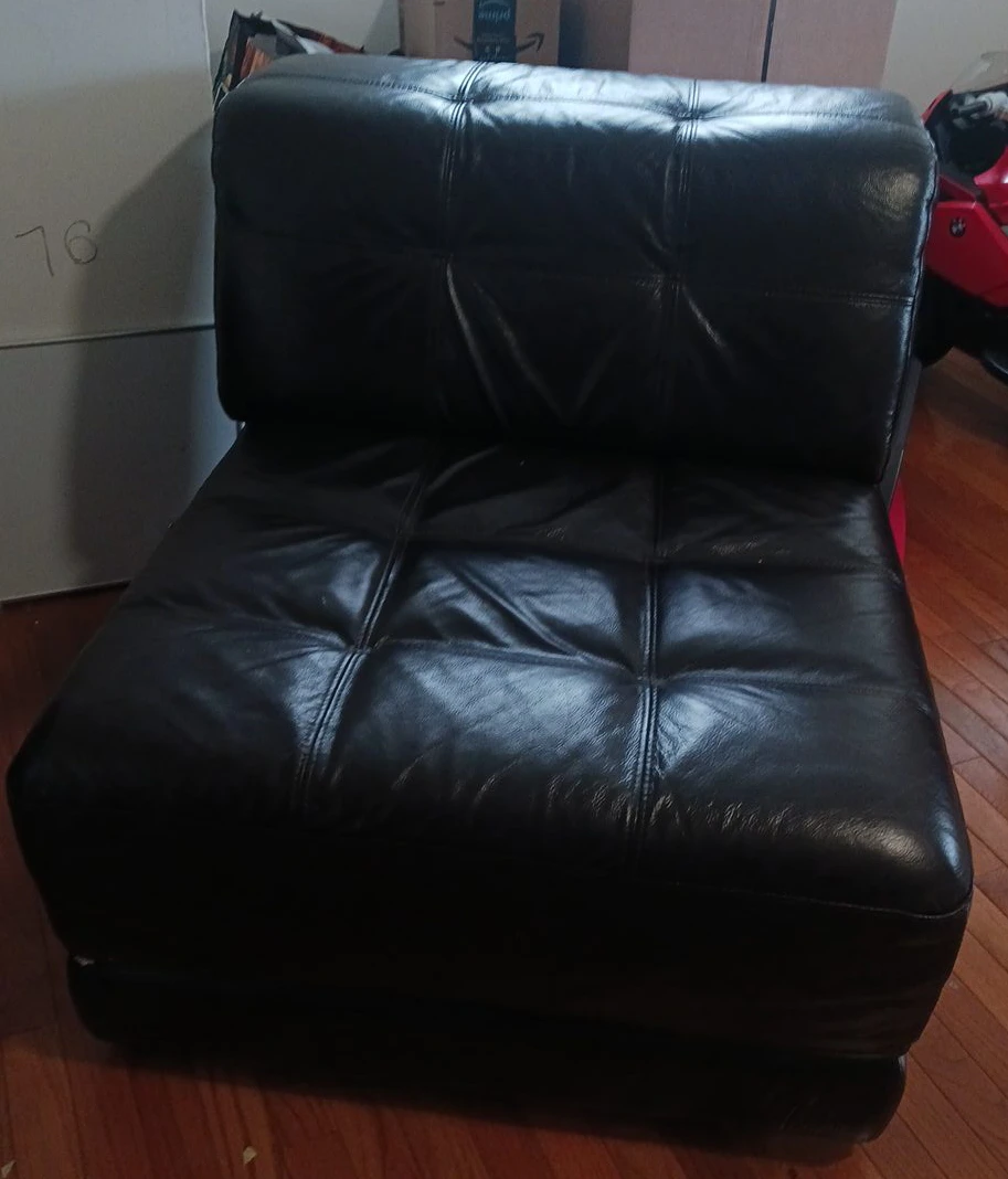 Black Leather Tufted Armless Chair thumbnail