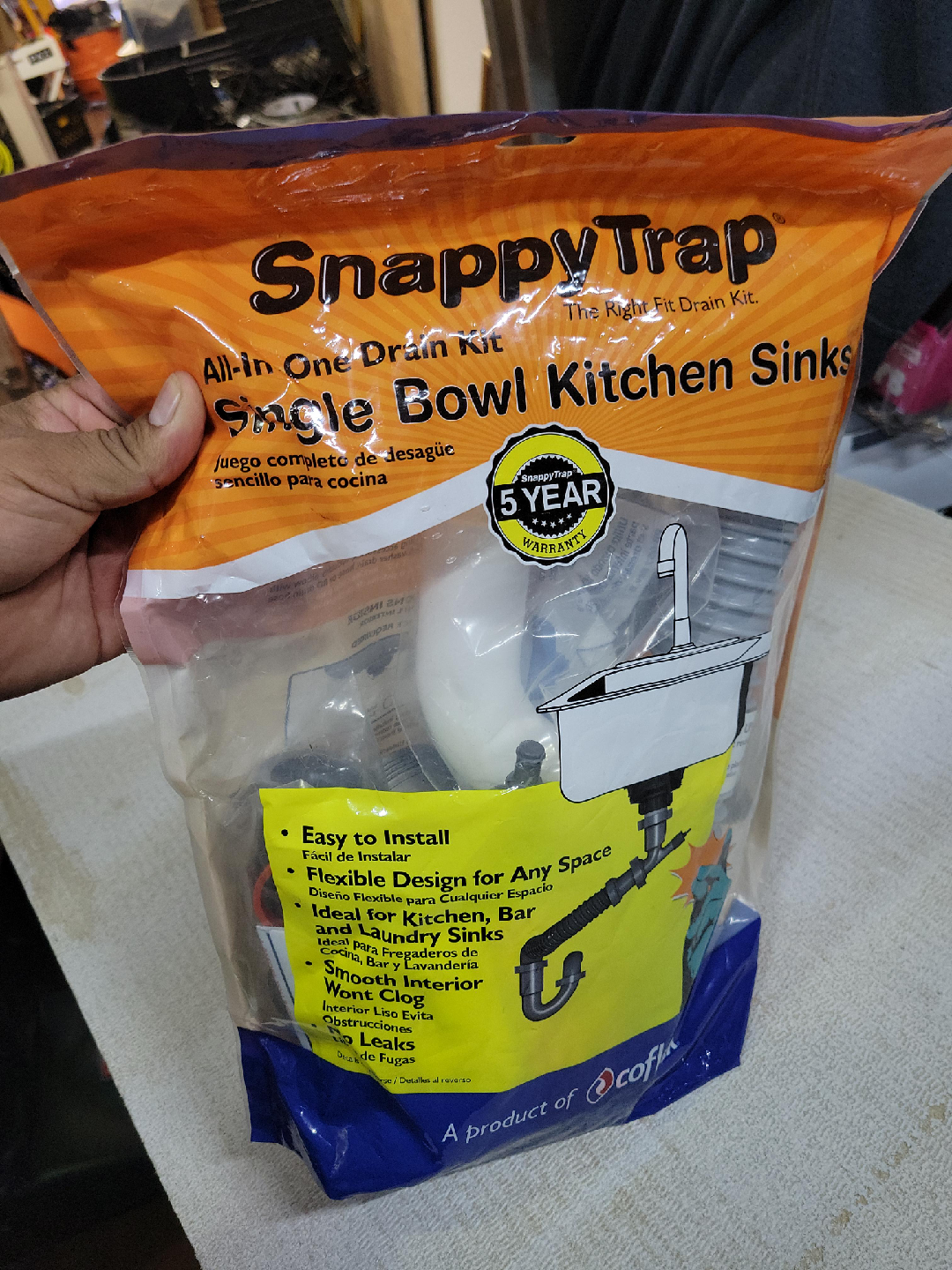 SnappyTrap Single Bowl Kitchen Sink Drain Kit - New thumbnail