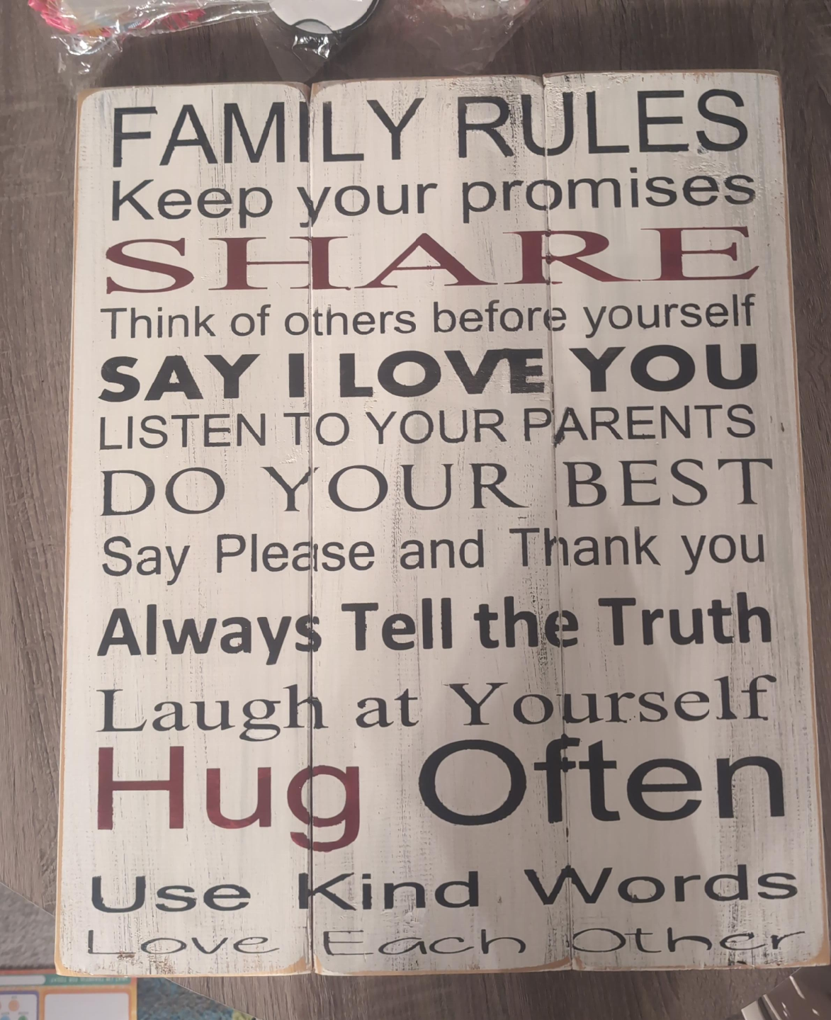 Family Rules Wooden Sign