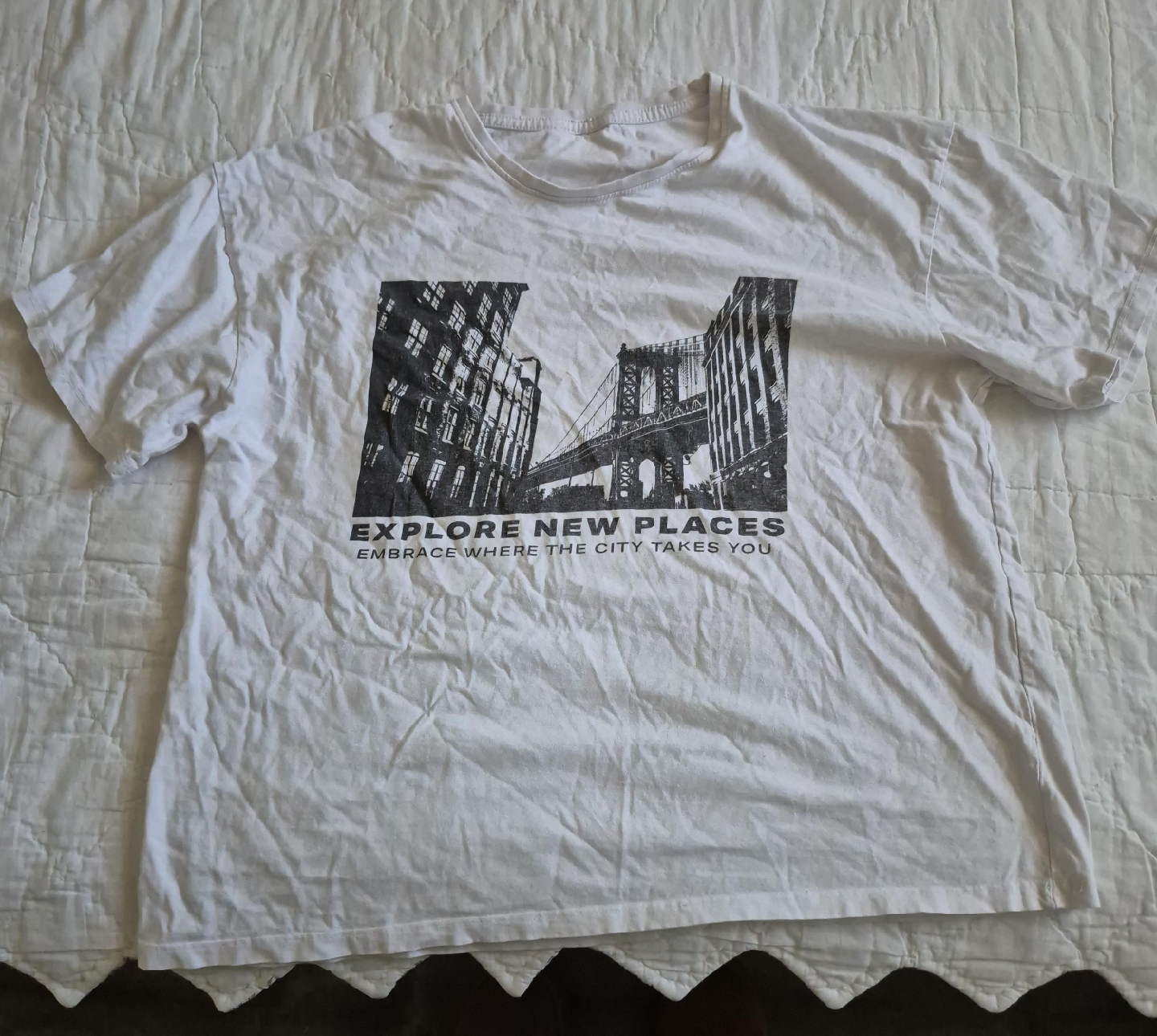 White Graphic T-Shirt - Explore New Places