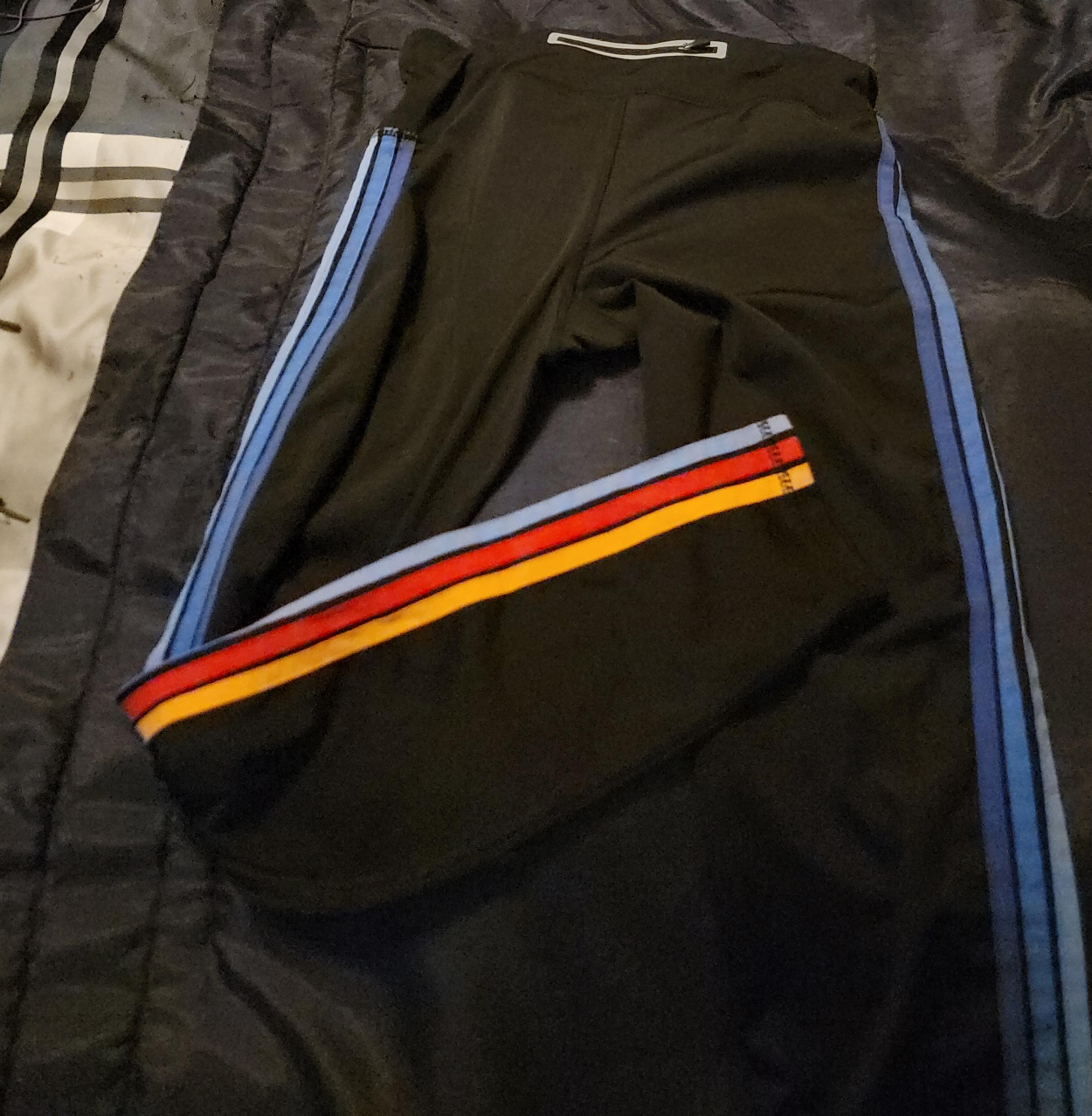 Black Athletic Leggings with Striped Detail image indicator(1)