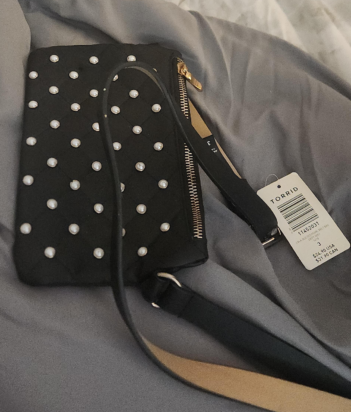 Torrid Black Quilted Pearl Belt Bag - Size 3 thumbnail
