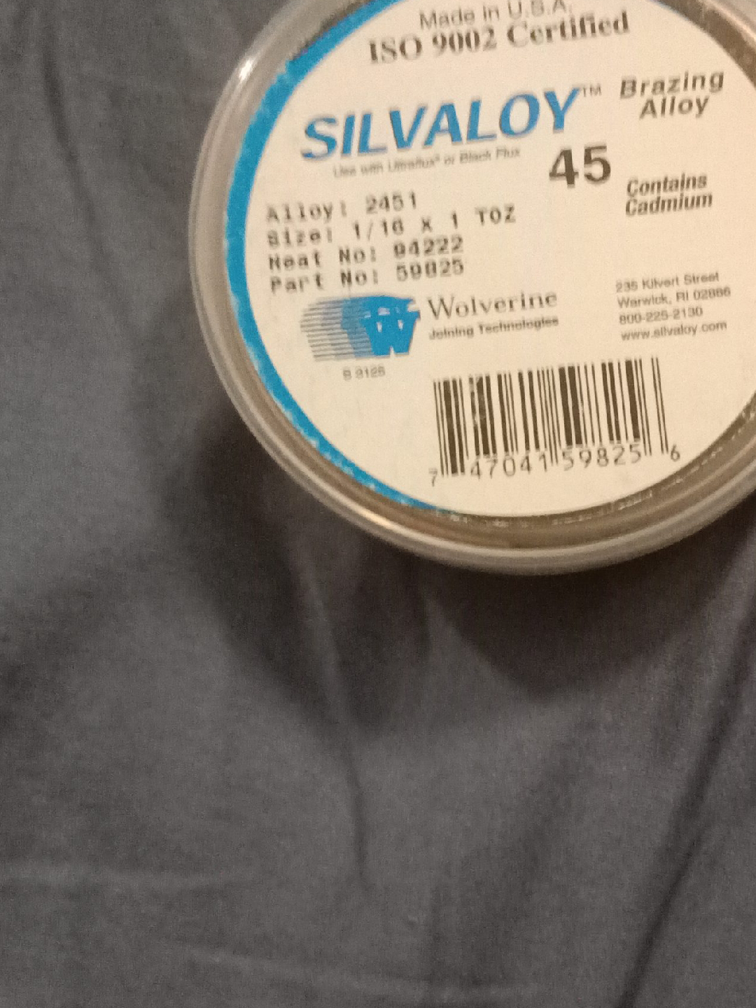 Silvaloy 45 Brazing Alloy - 1/16 x 1 TOZ thumbnail