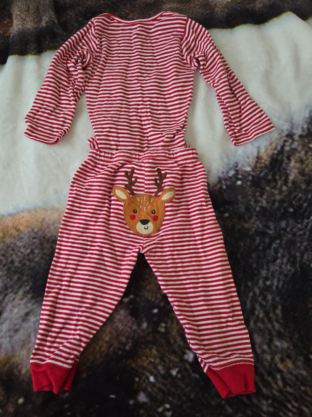 Red & White Striped Reindeer Pajamas thumbnail
