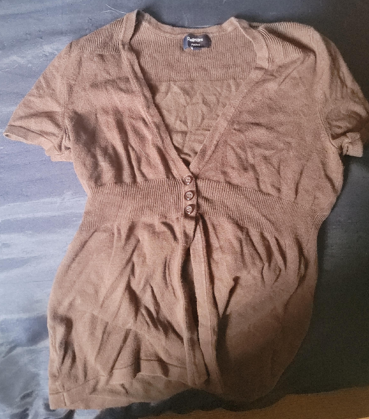 Brown Short Sleeve Cardigan - Relmans Petites thumbnail