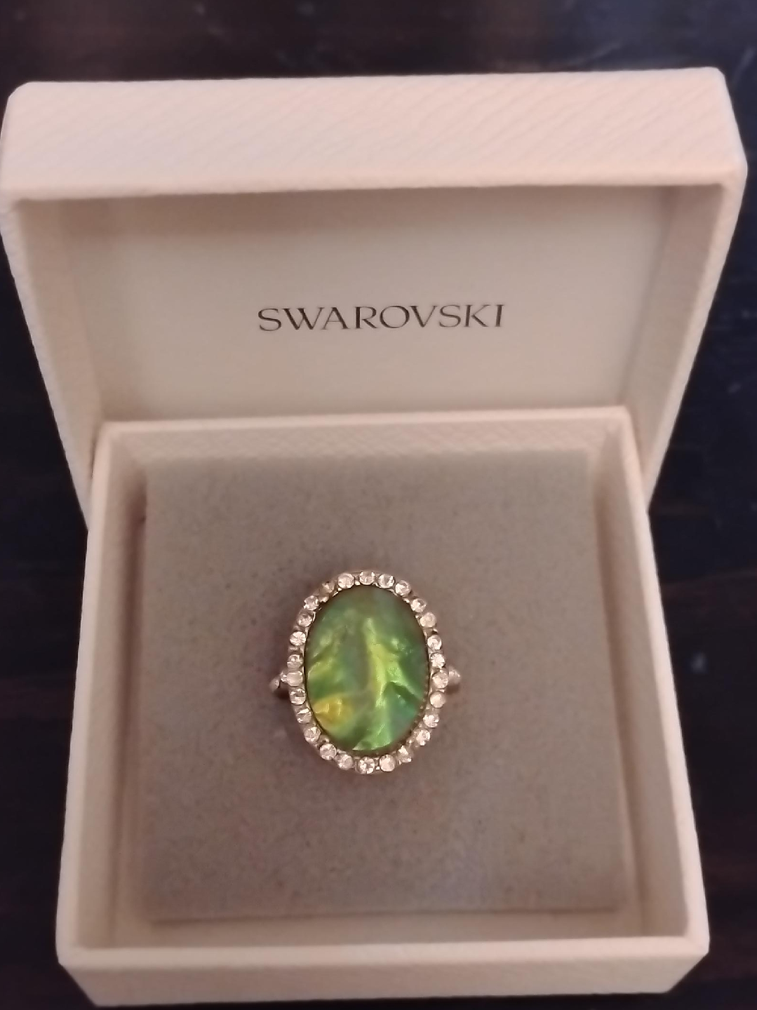 Swarovski Green Oval Ring with Box 🧡 thumbnail