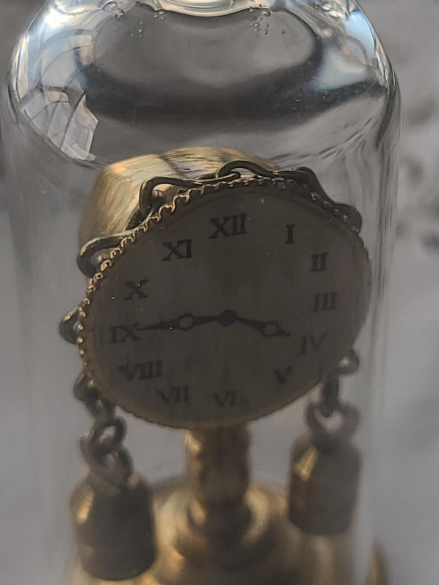 Miniature Brass Clock in Glass Bottle thumbnail