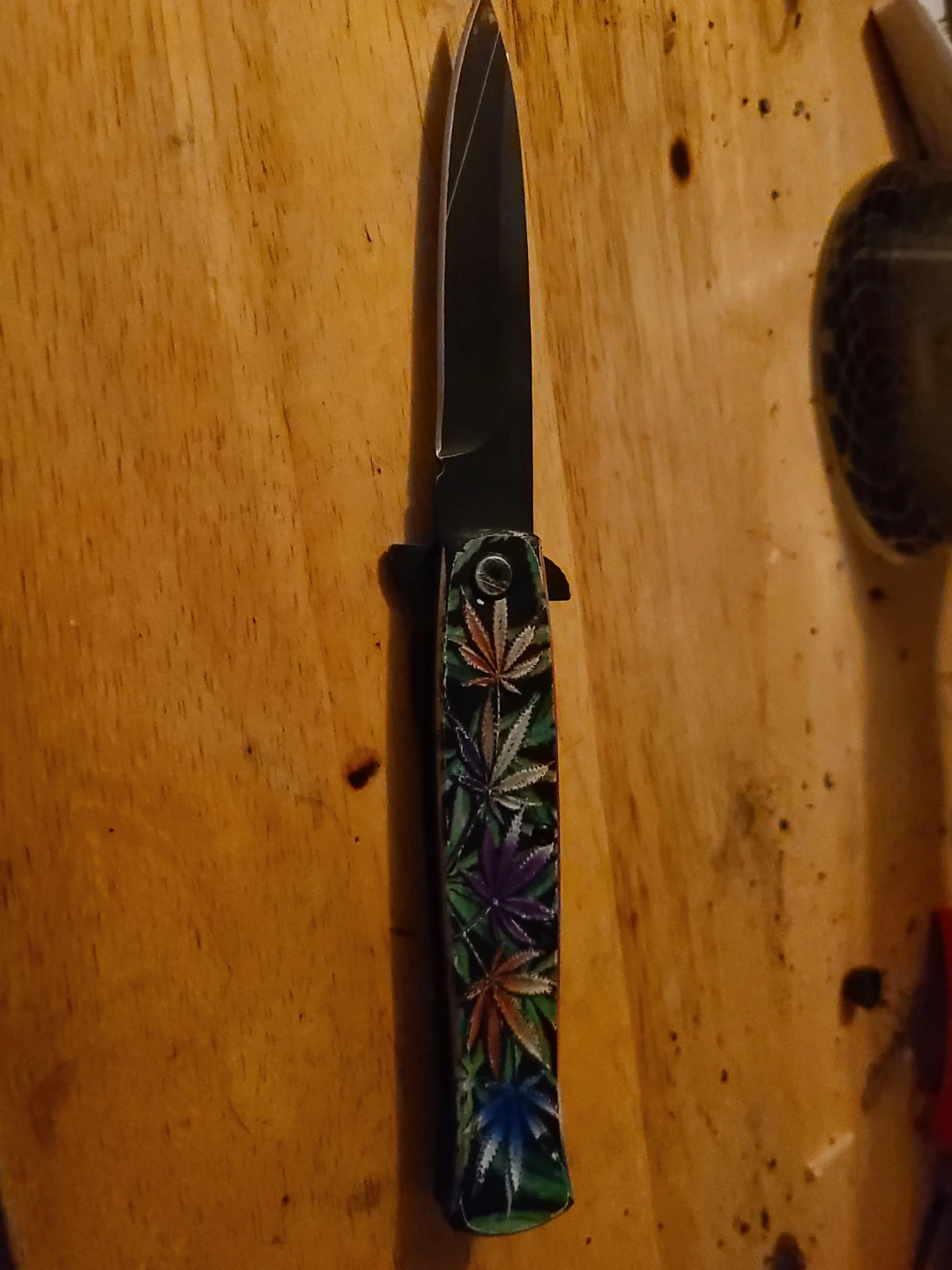Spring Assisted Marijuana Decal Knife