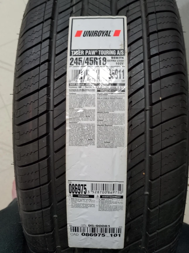 2 Uniroyal Tiger Paw Touring A/S 245/45R19 Tire