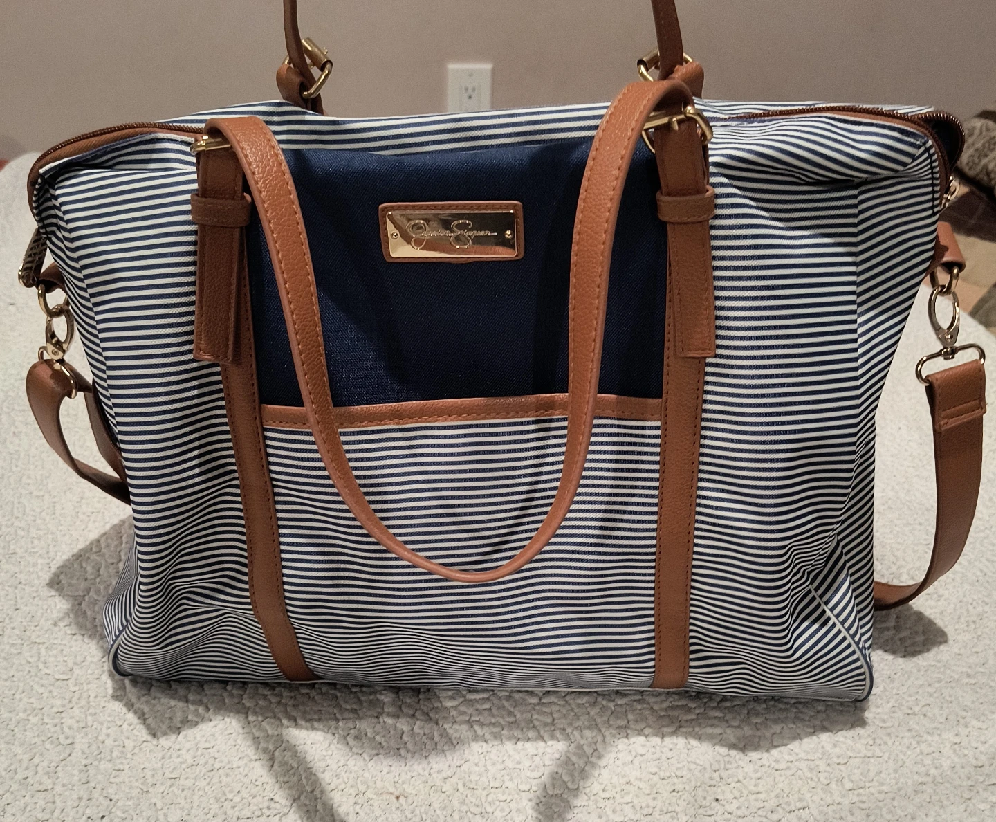 Jessica Simpson Blue & White Striped Tote Bag
