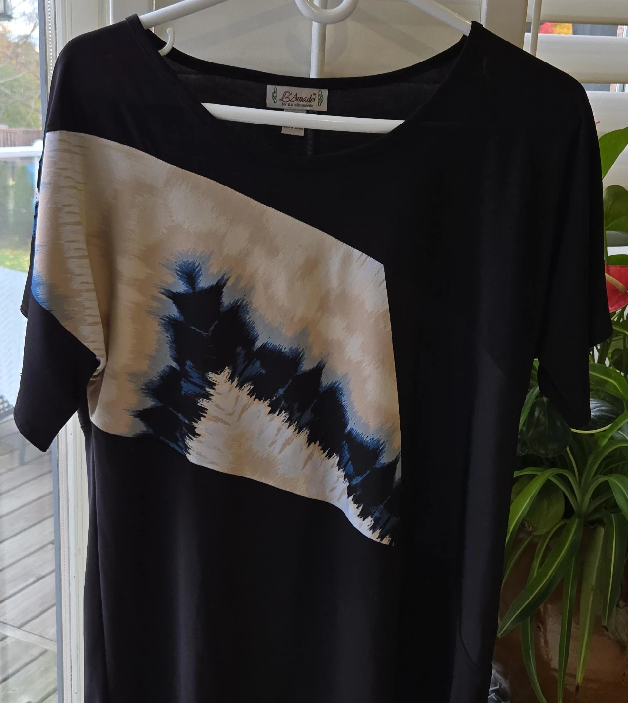 L'Amadei Black Tunic Top