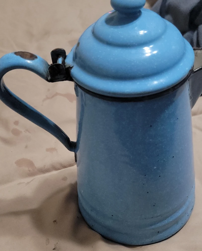Vintage Blue Enamelware Coffee Pot
