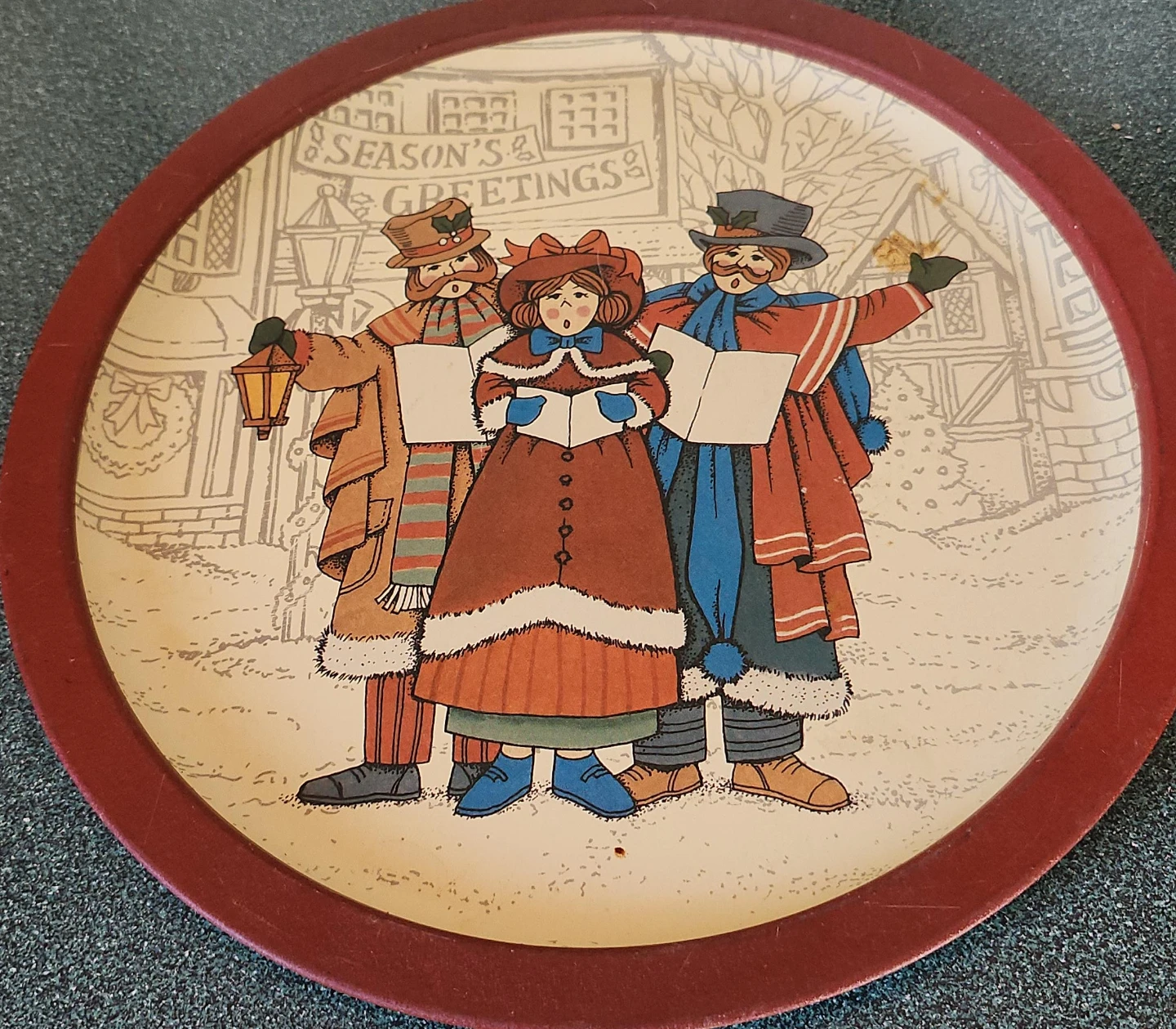 Vintage Christmas Carolers Tin Plate image indicator(1)