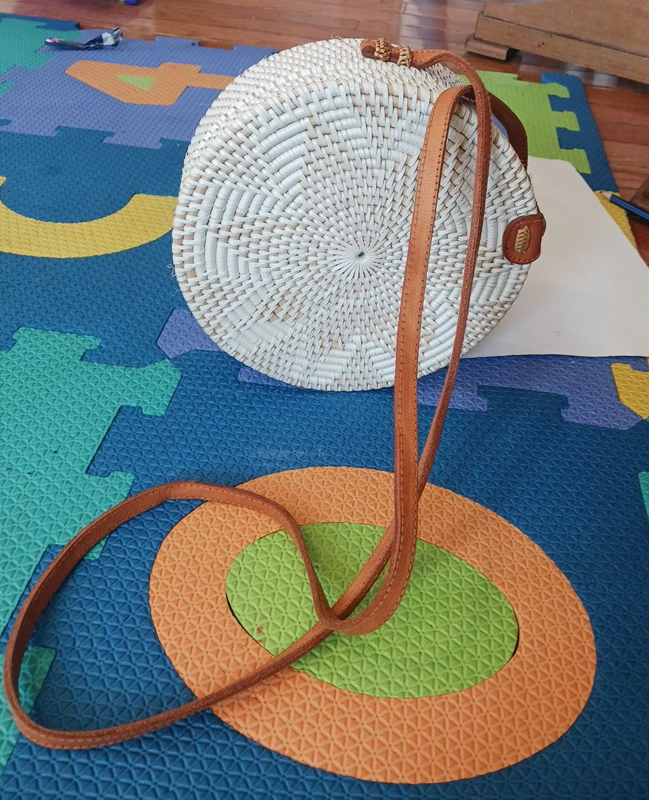 Woven Rattan Round Crossbody Bag thumbnail
