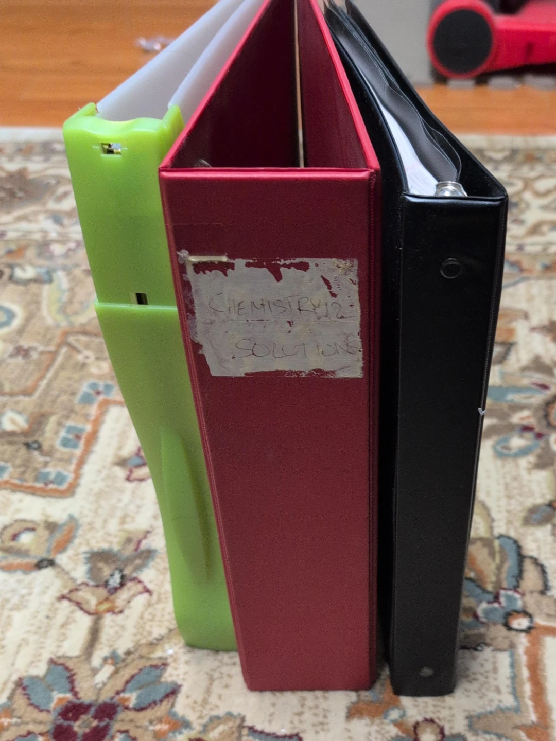 Three Ring Binders - Green, Red, Black