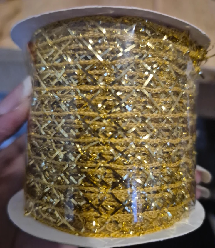 Christmas House Glitter Mesh Ribbon, Gold image indicator(1)