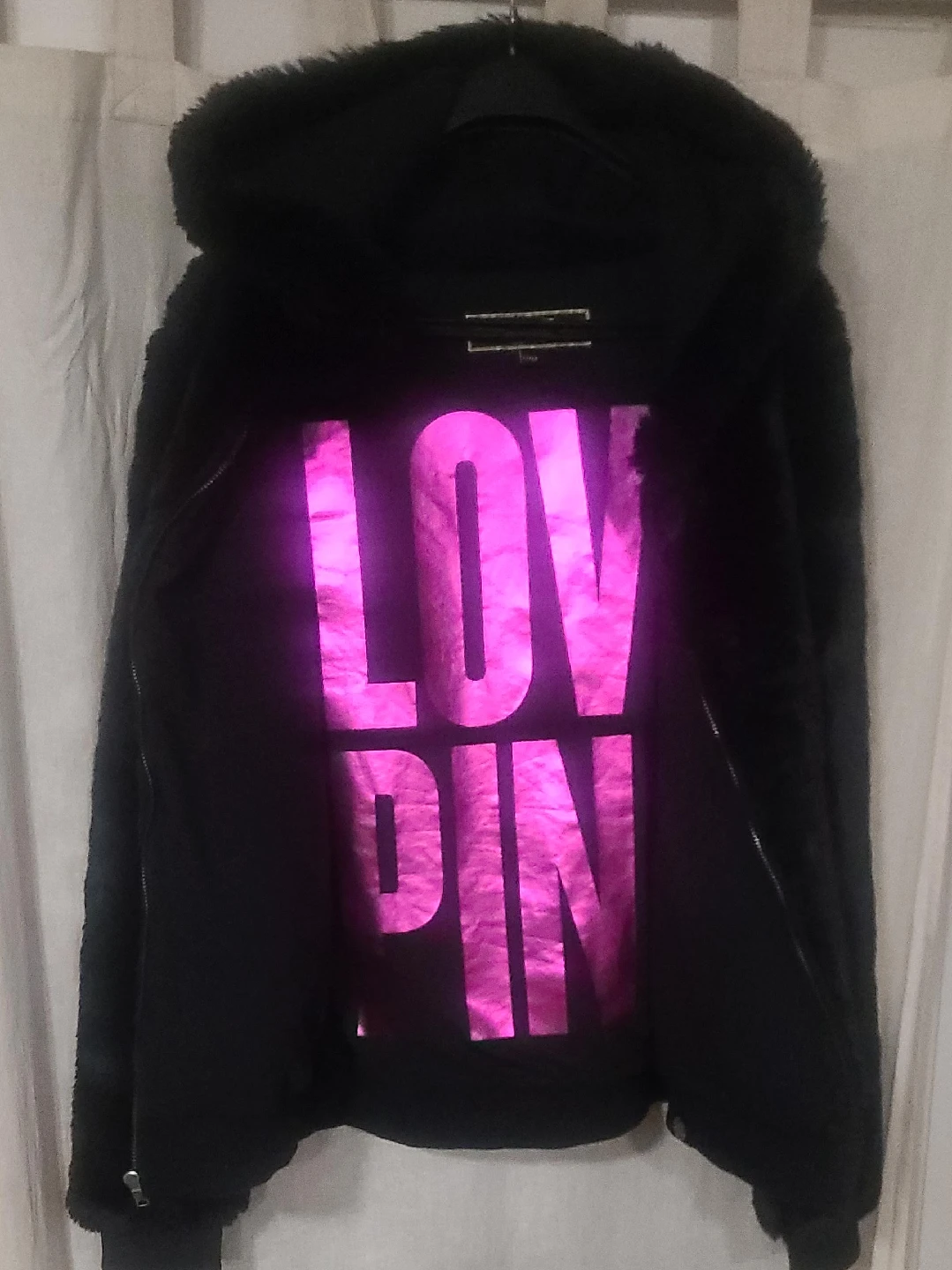 Victoria's Secret PINK Black Faux Fur Hoodie image indicator(1)