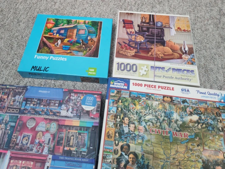4 x 1000 Piece Puzzles - Mulic, Bits and Pieces, White Mountain