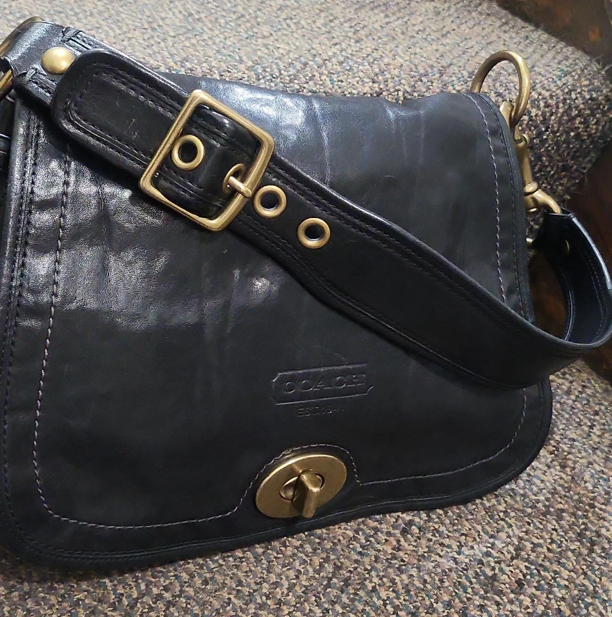 Coach 65th Anniversary Black Vachetta Leather Shoulder Bag image indicator(1)