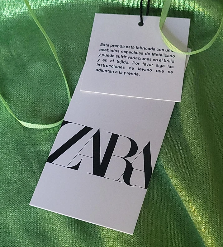 Zara Green Metallic Knit Top - Size M