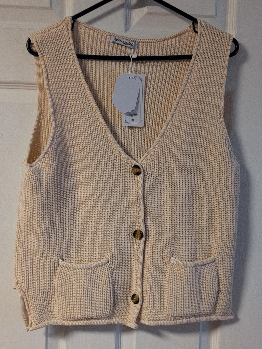 Famous For Cream Knit Vest image indicator(1)