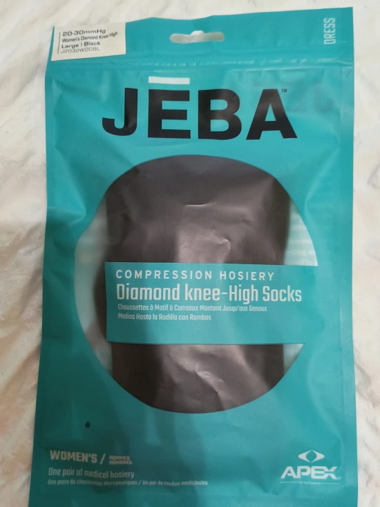 JEBA Diamond Knee-High Compression Socks - Large, Black