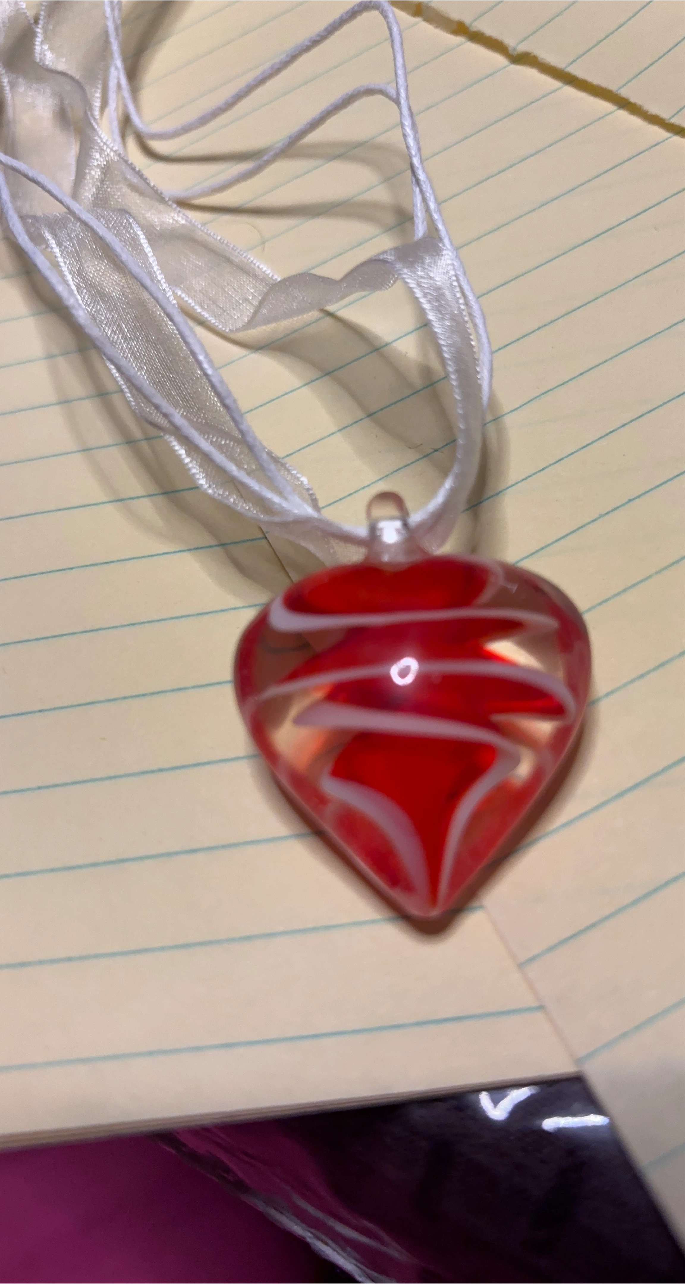 Red Heart Glass Pendant Necklace