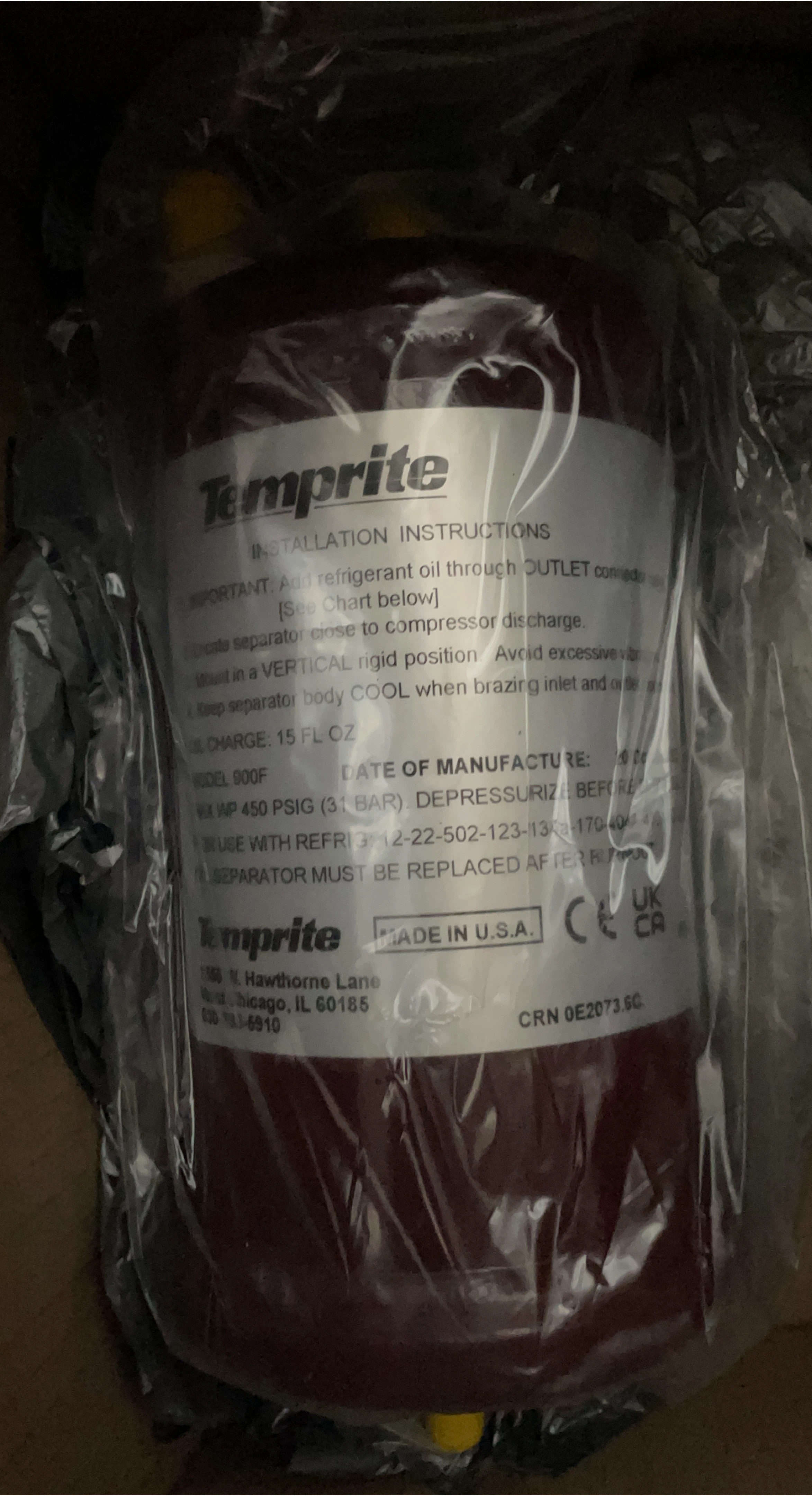 Temprite 900F Oil Separator - New in Packaging thumbnail