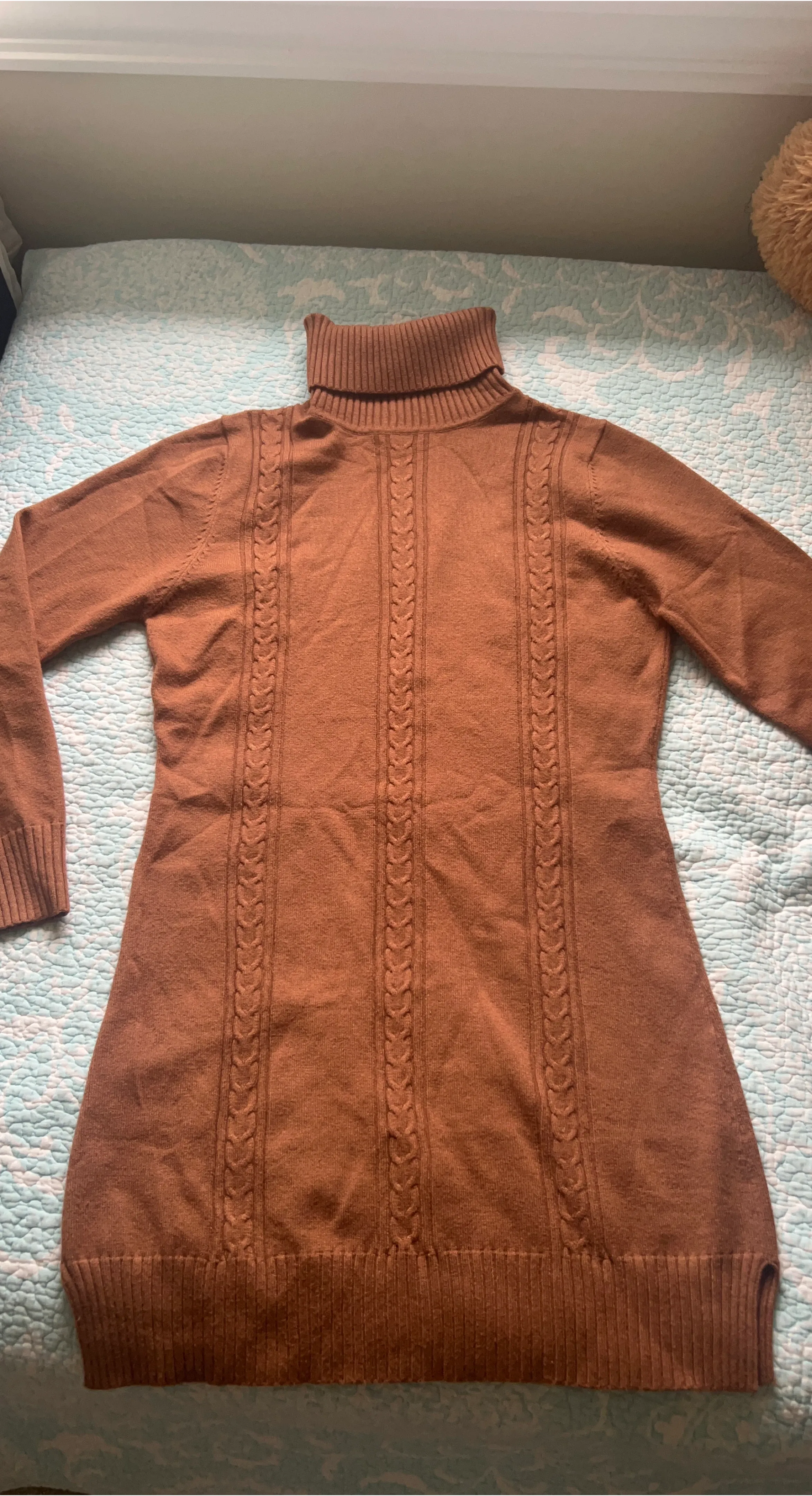 Brown Turtleneck Sweater Dress
