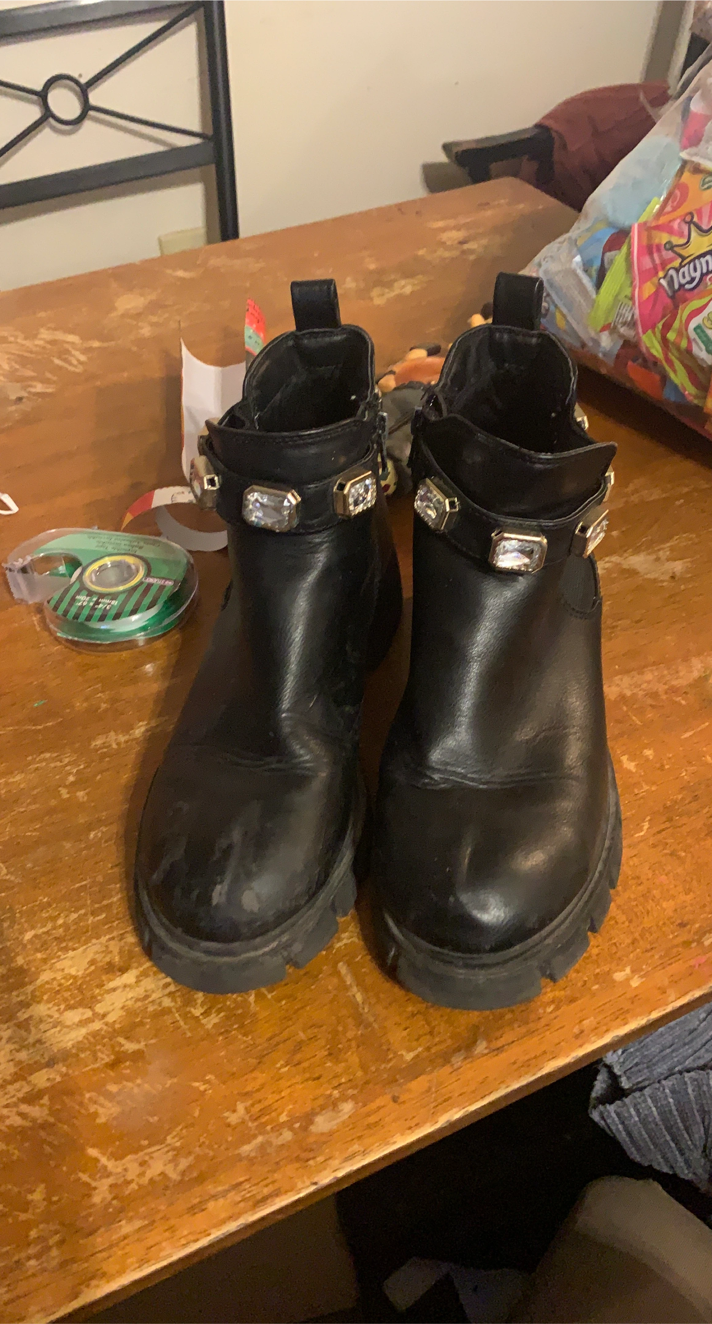 Black Ankle Boots with Jewel Detail thumbnail