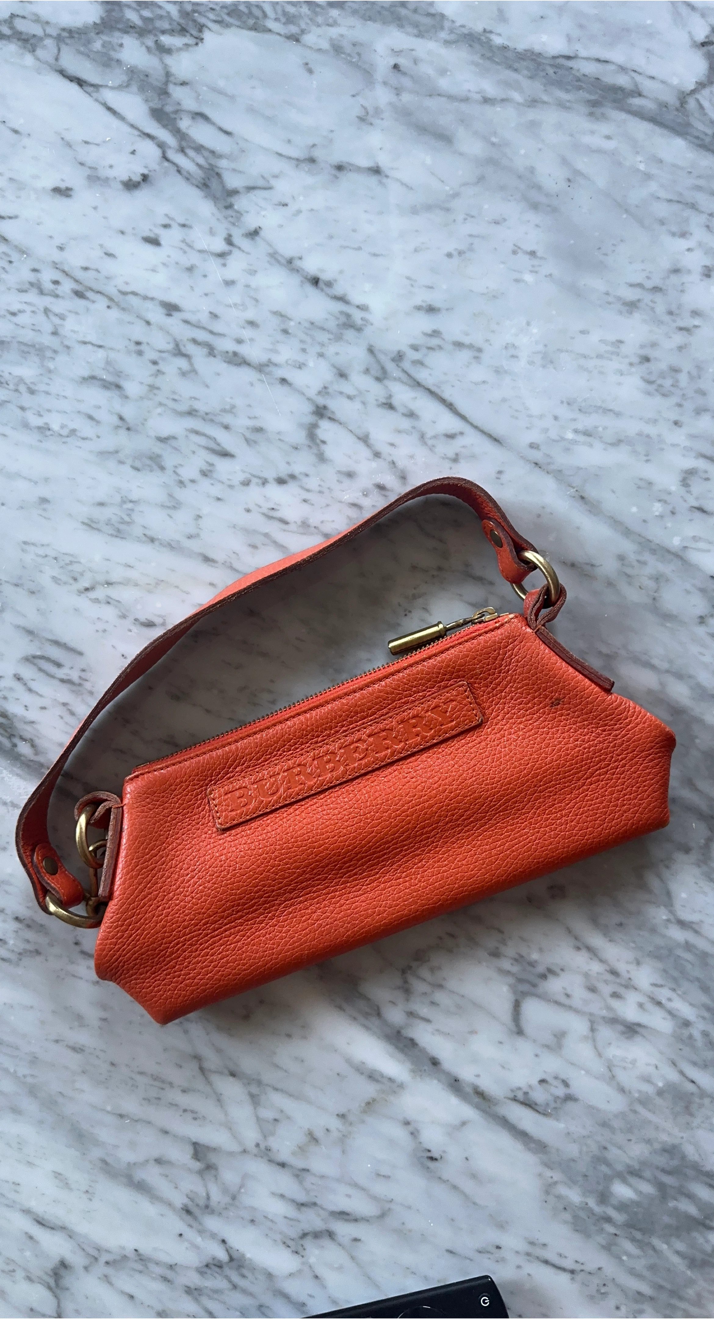 Burberry London Orange Leather Shoulder Bag