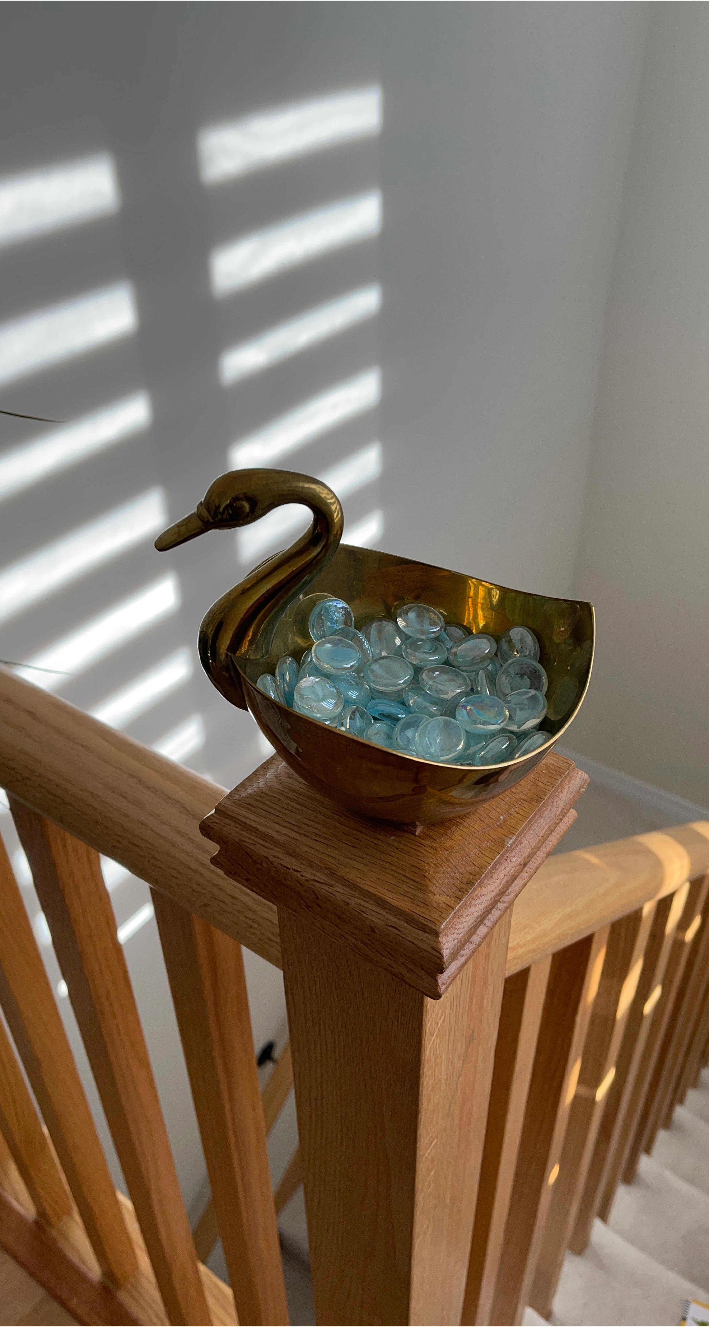 Brass Swan Trinket Dish with Blue Glass Stones thumbnail