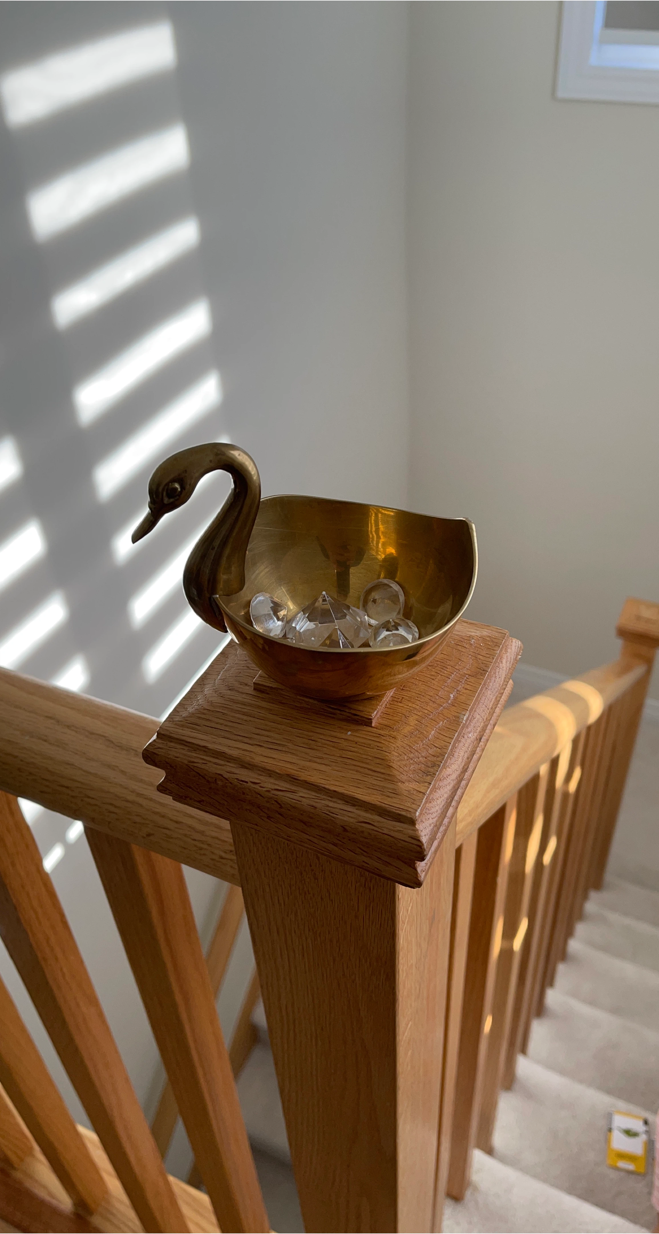 Swan Shaped Brass Bowl with Crystals thumbnail