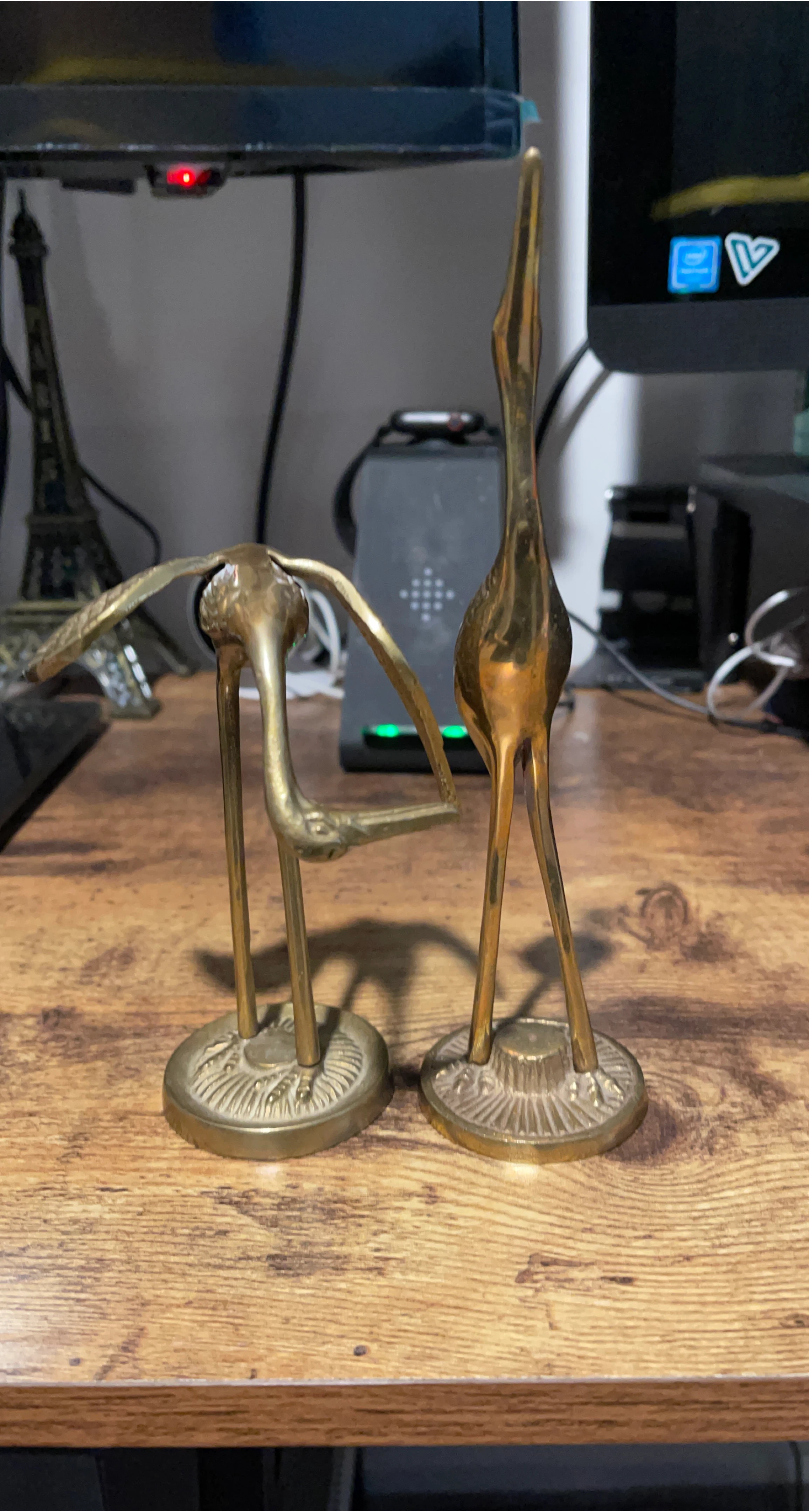 Brass Crane Figurines - Set of 2 thumbnail