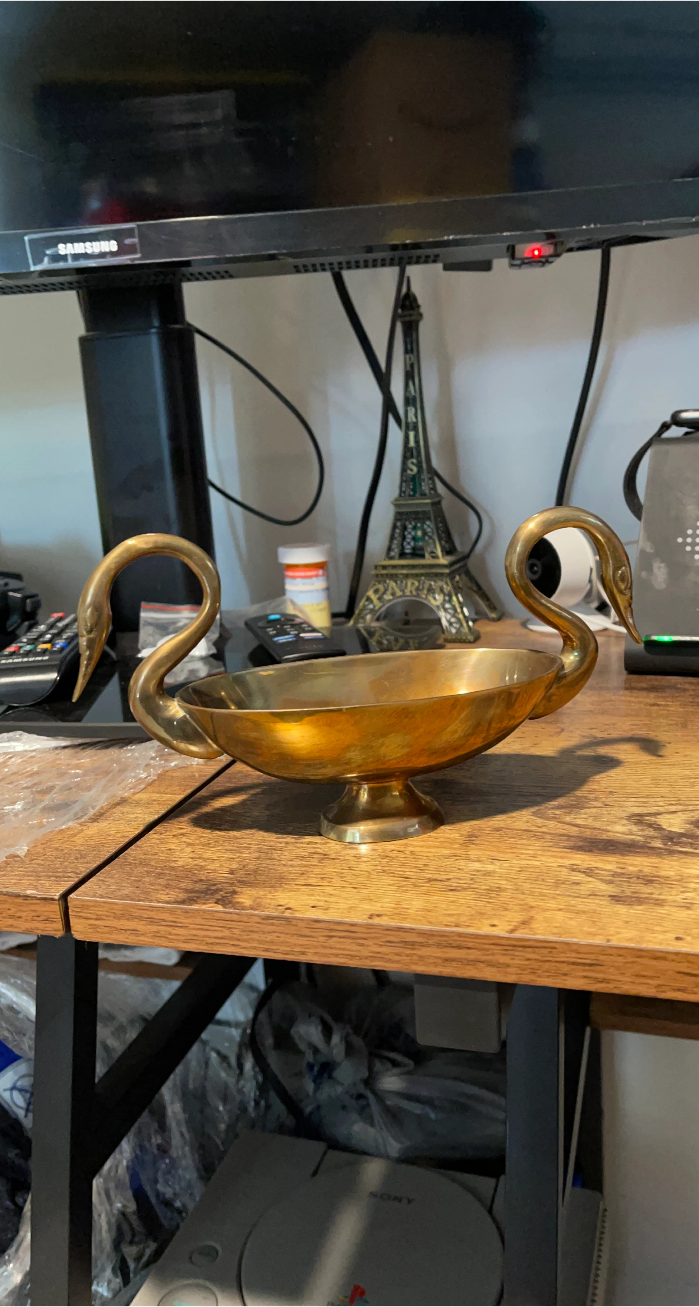 Vintage Brass Swan Bowl thumbnail