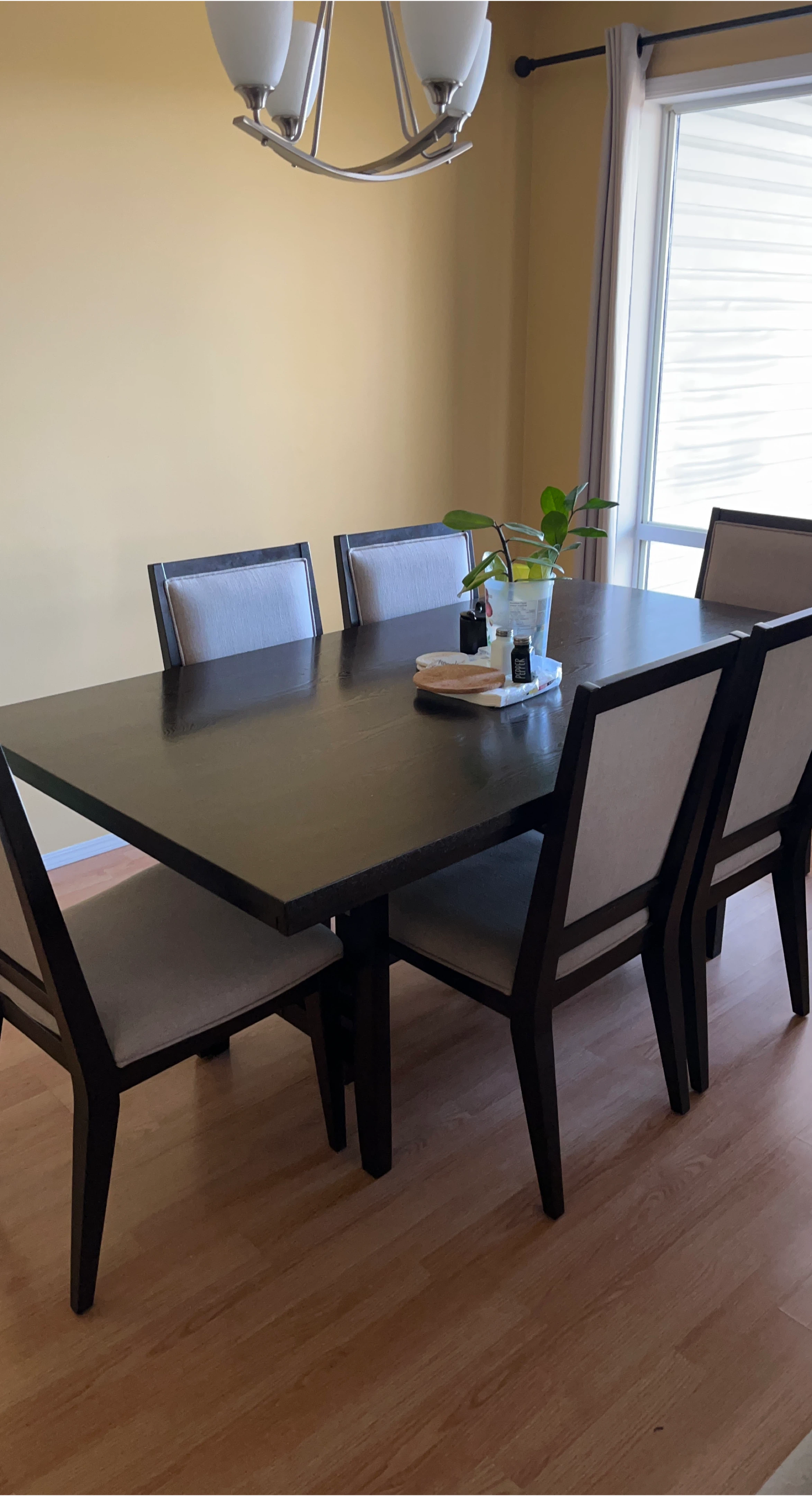Dark Wood Dining Table with 6 Chairs