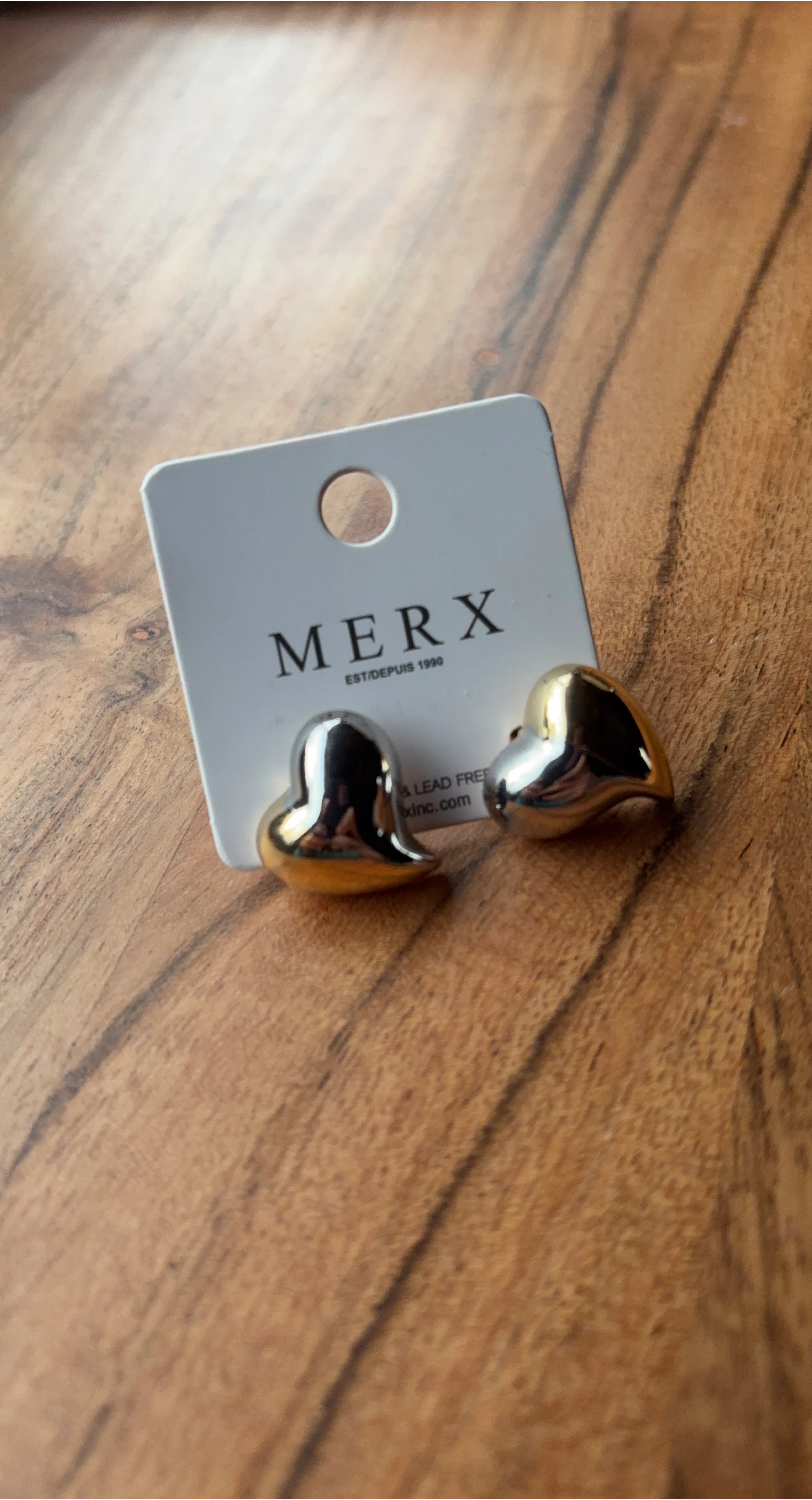 MERX Heart Stud Earrings - Silver & Gold thumbnail