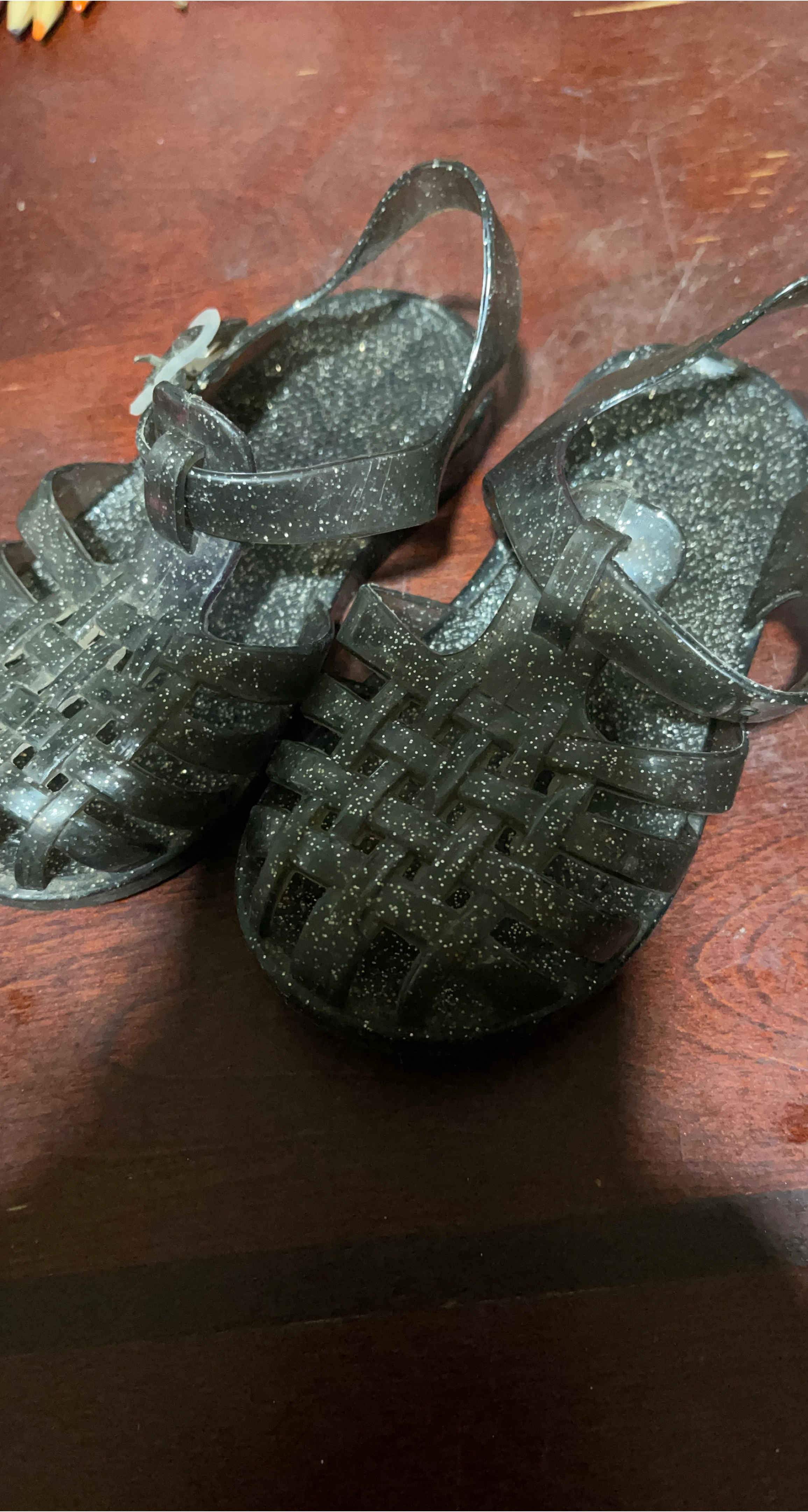 Sparkly Black Jelly Sandals