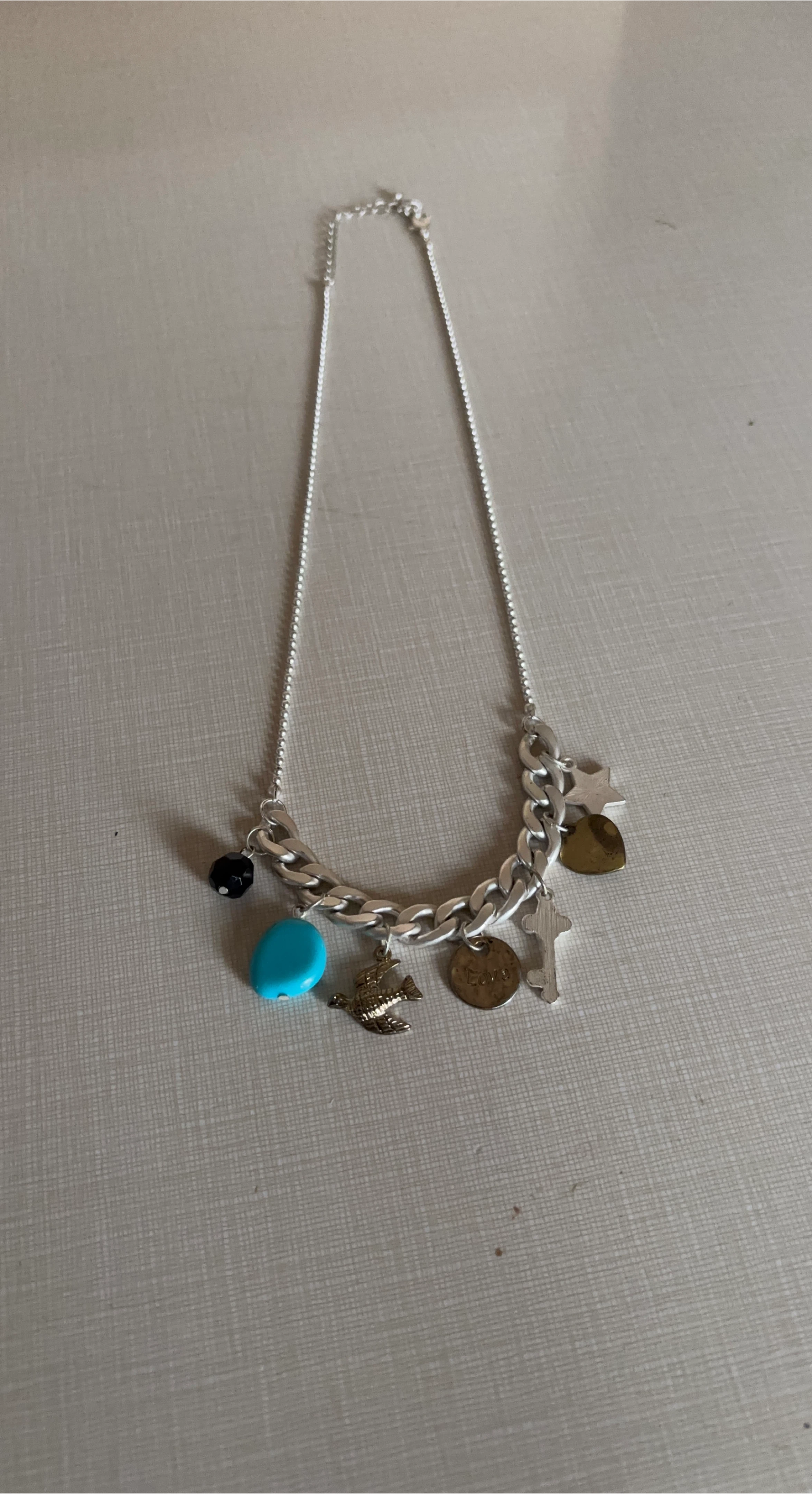 Chunky Charm Necklace with Mixed Pendants