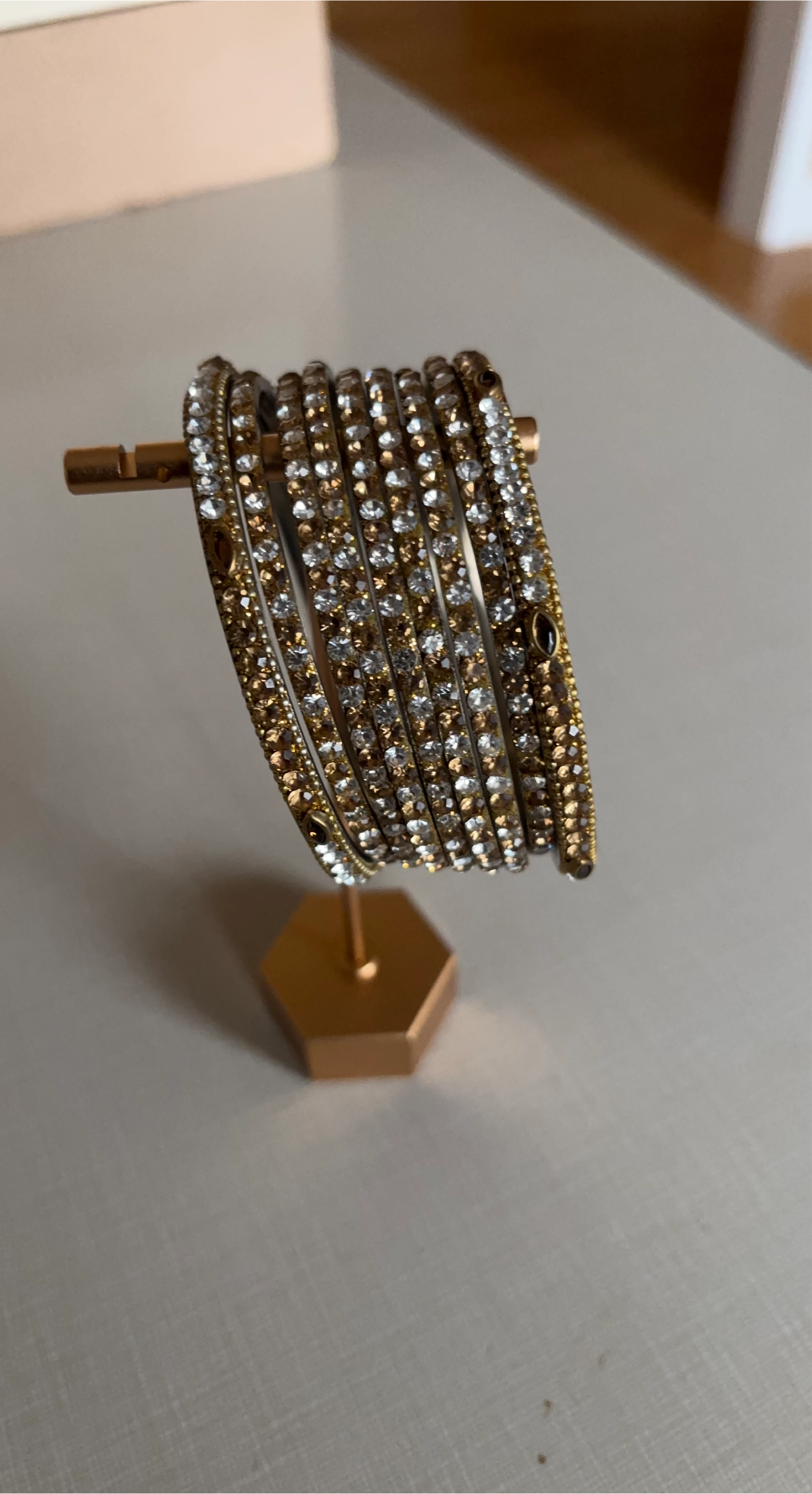 Set of Gold and Rhinestone Bangles