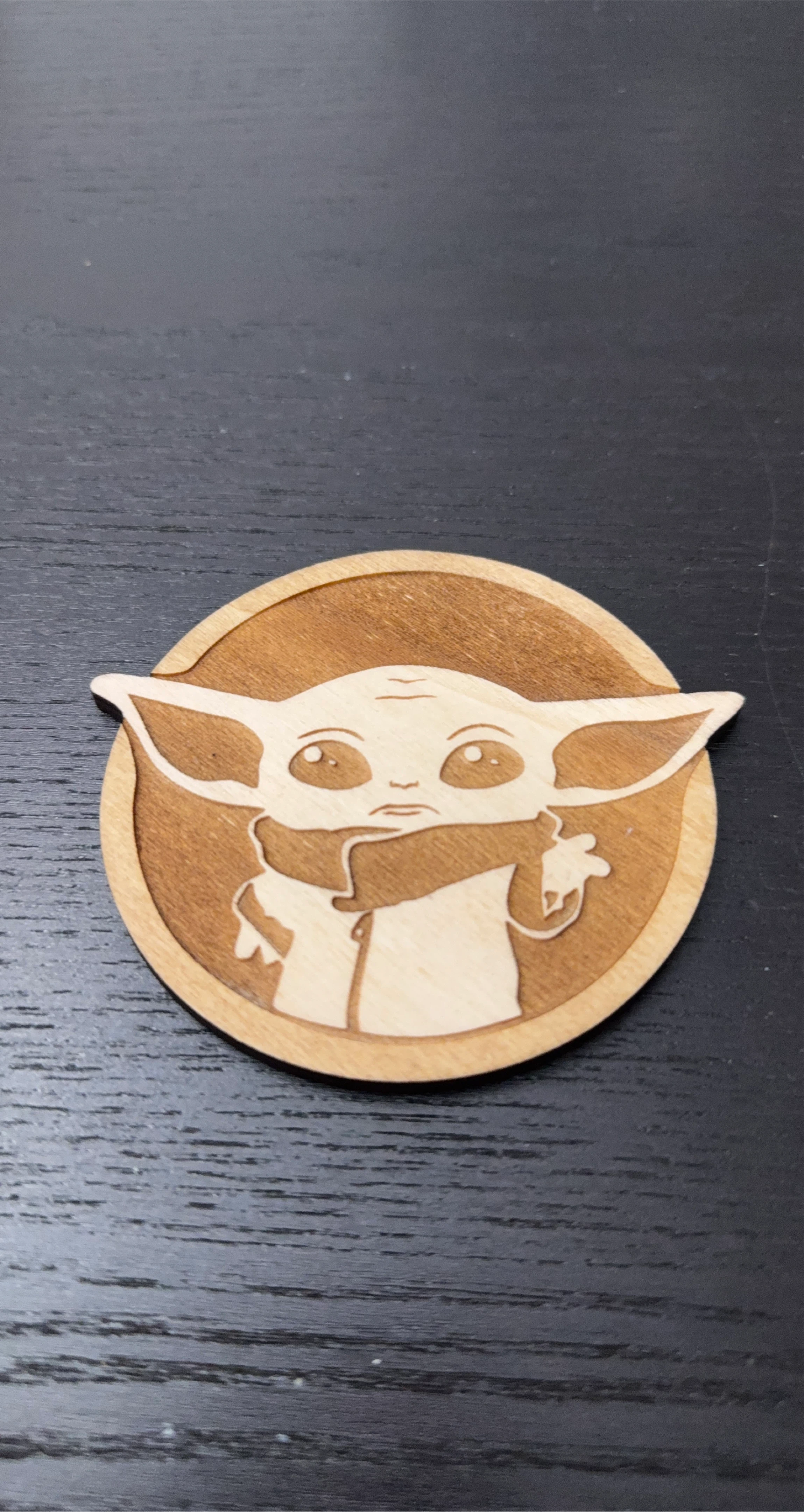 Grogu Wooden Drink Coaster thumbnail