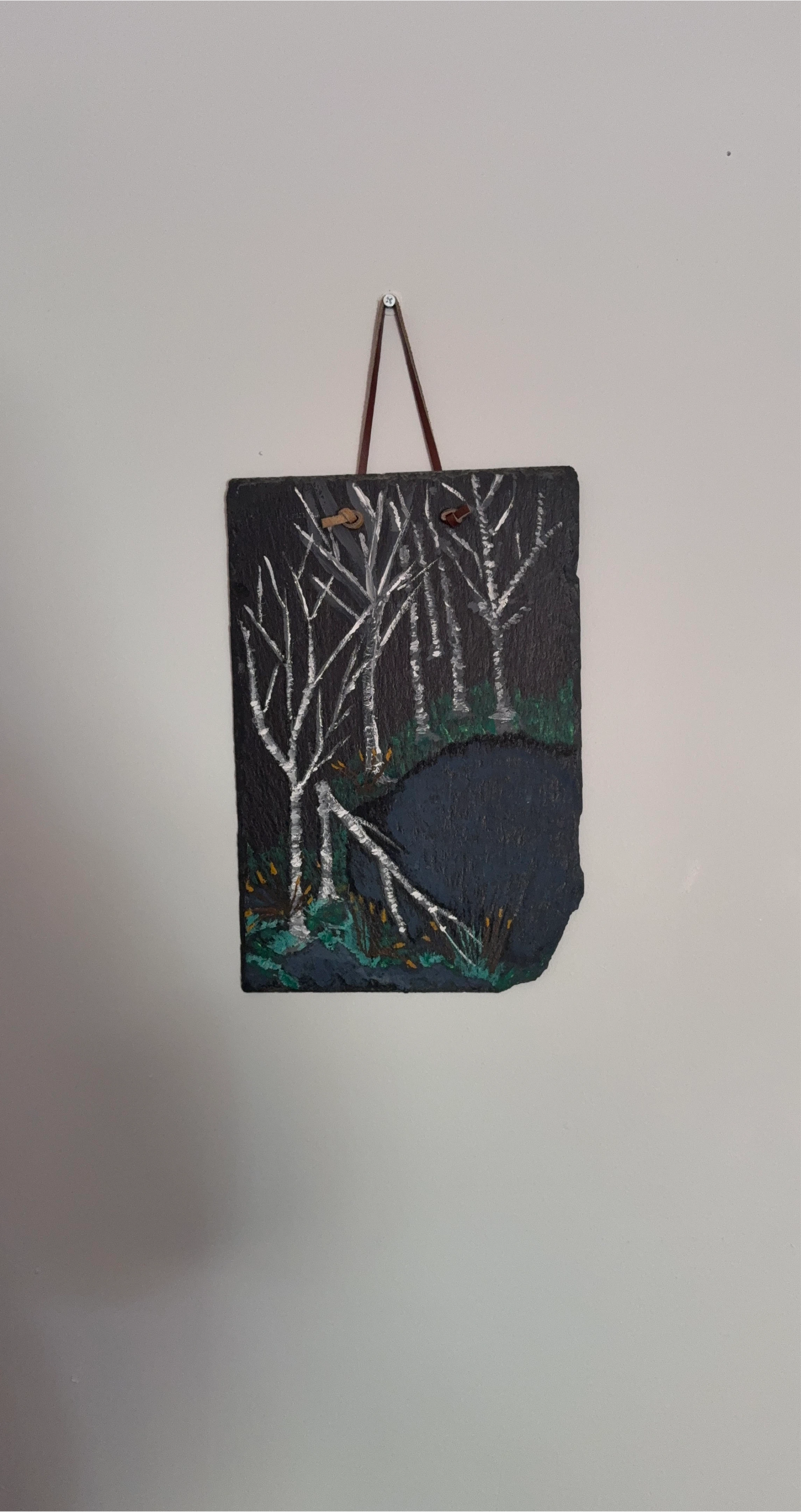Hand-painted Slate Art - Birch Trees