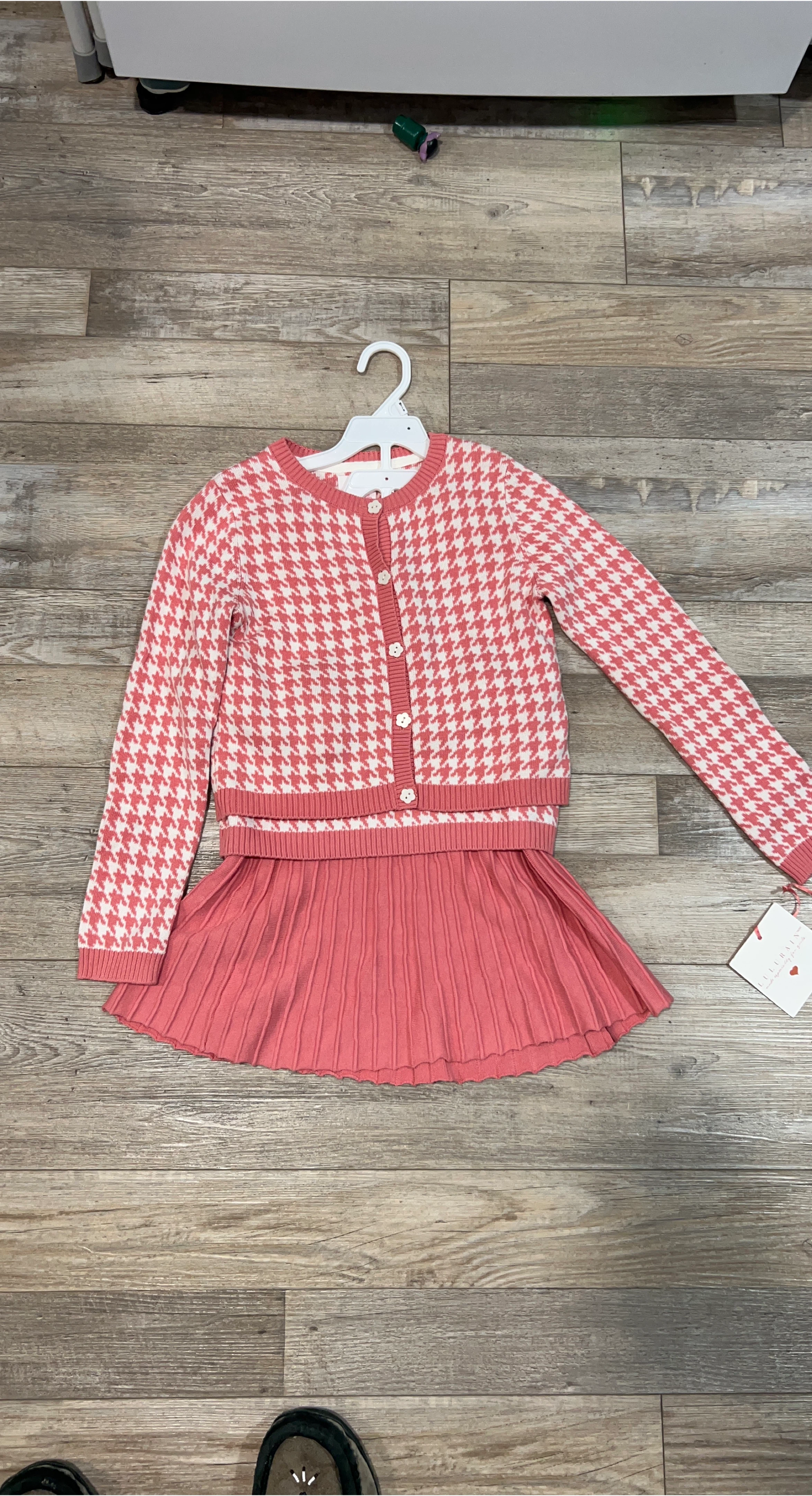 Lil Cactus Pink lulurain Cardigan & Skirt Set
