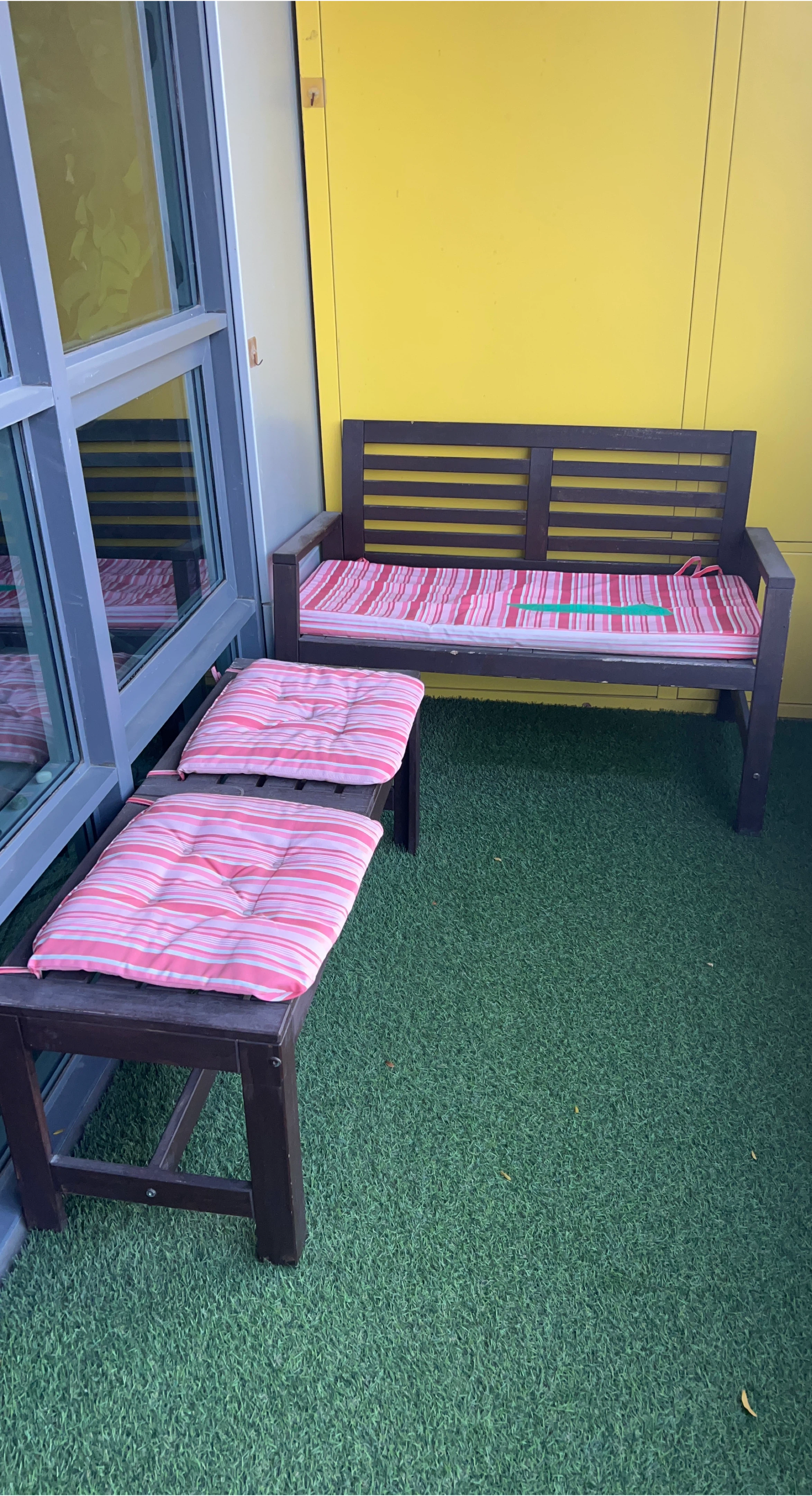 Patio Love seat and Bench with Cushions thumbnail