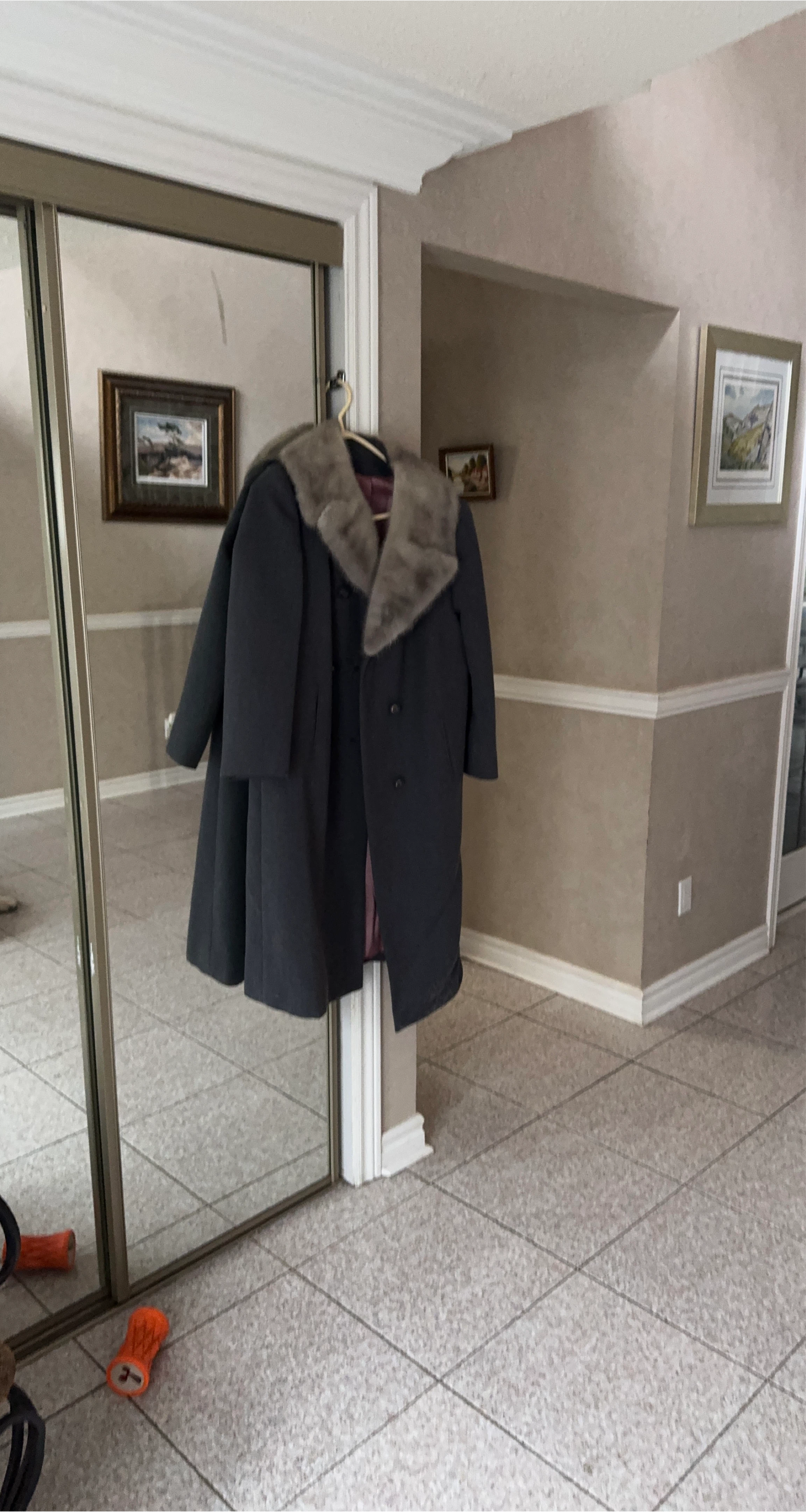 Fur Collar Long Coat - Charcoal image indicator(1)