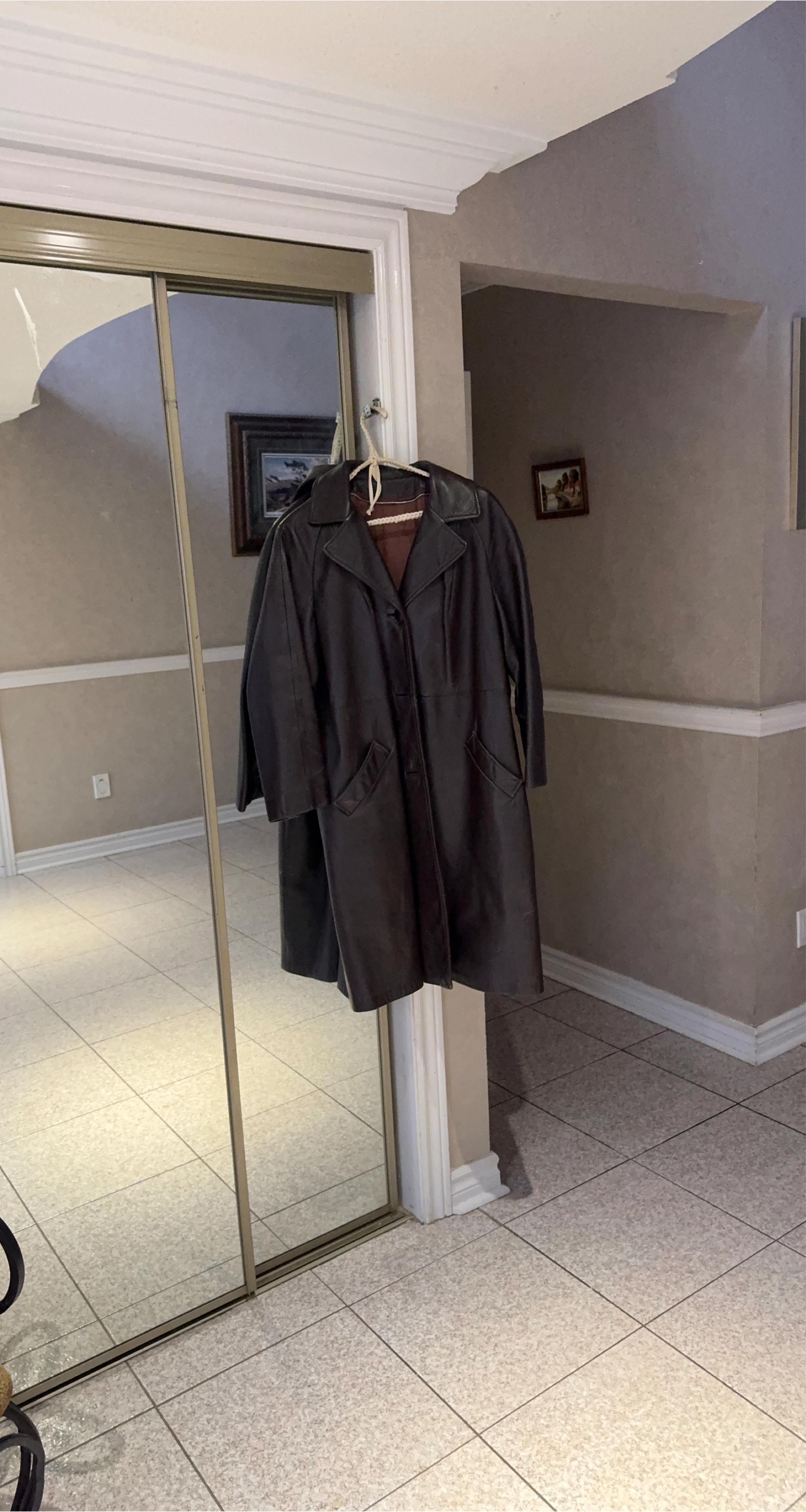 Olympic Brown Leather Coat thumbnail