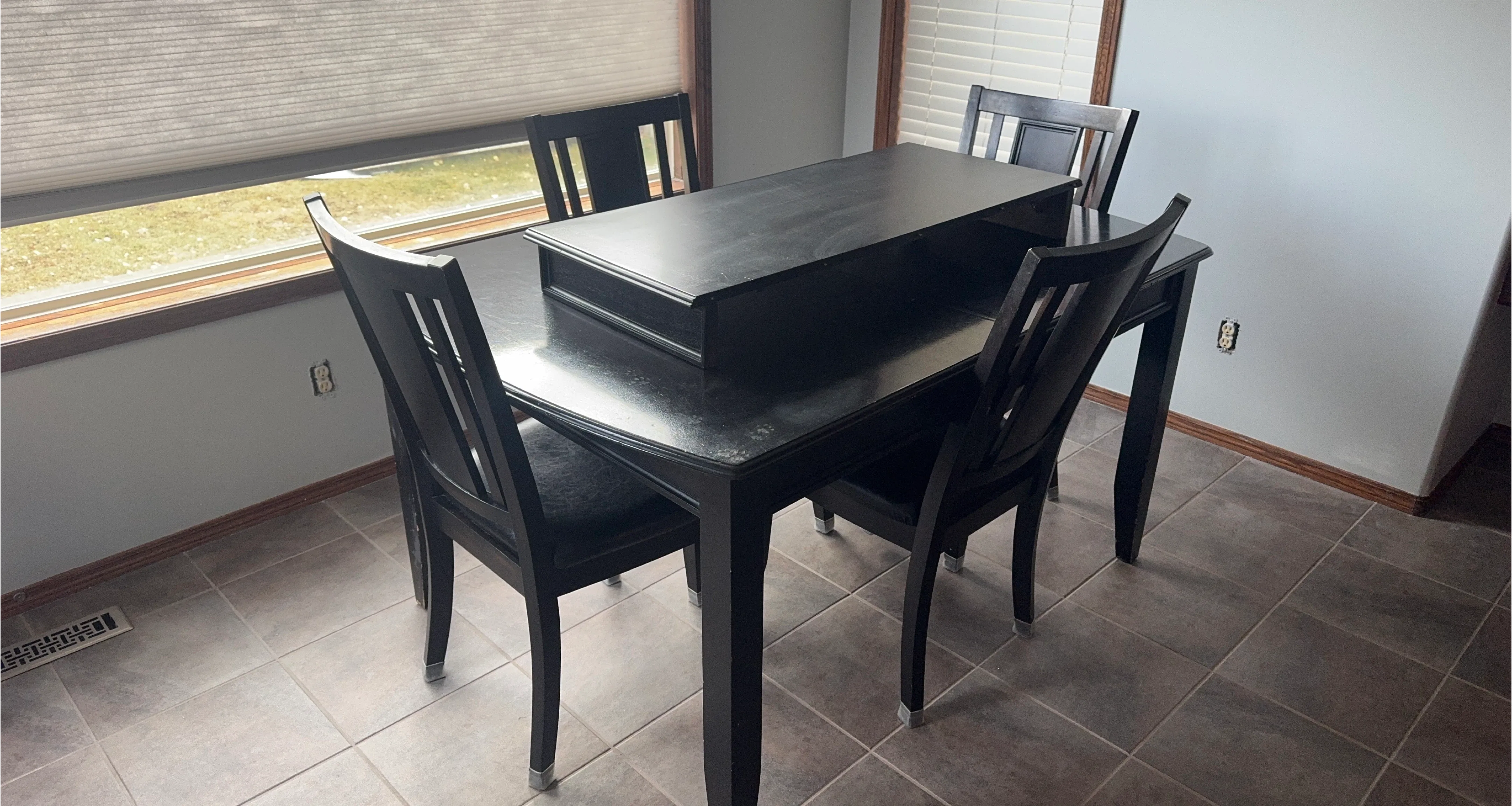 Black Dining Table with 4 Chairs used