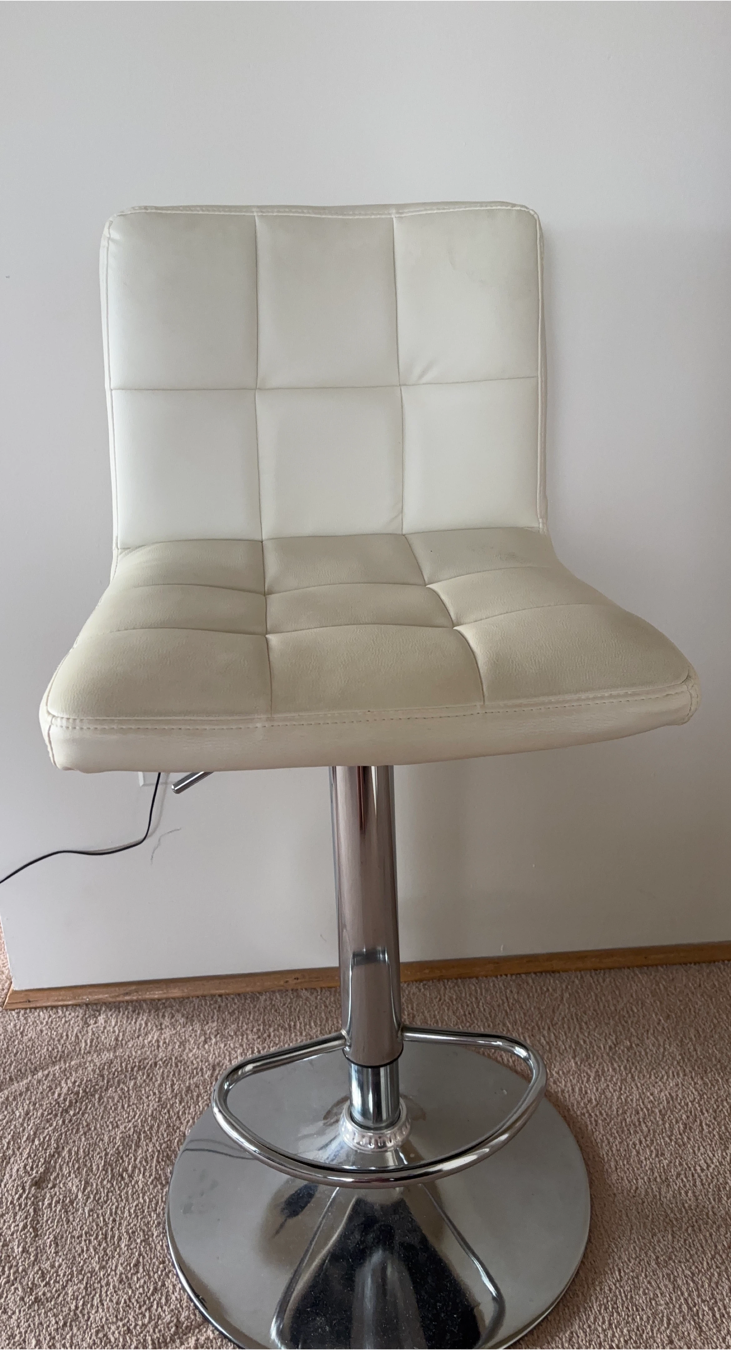 White Adjustable Bar Stool